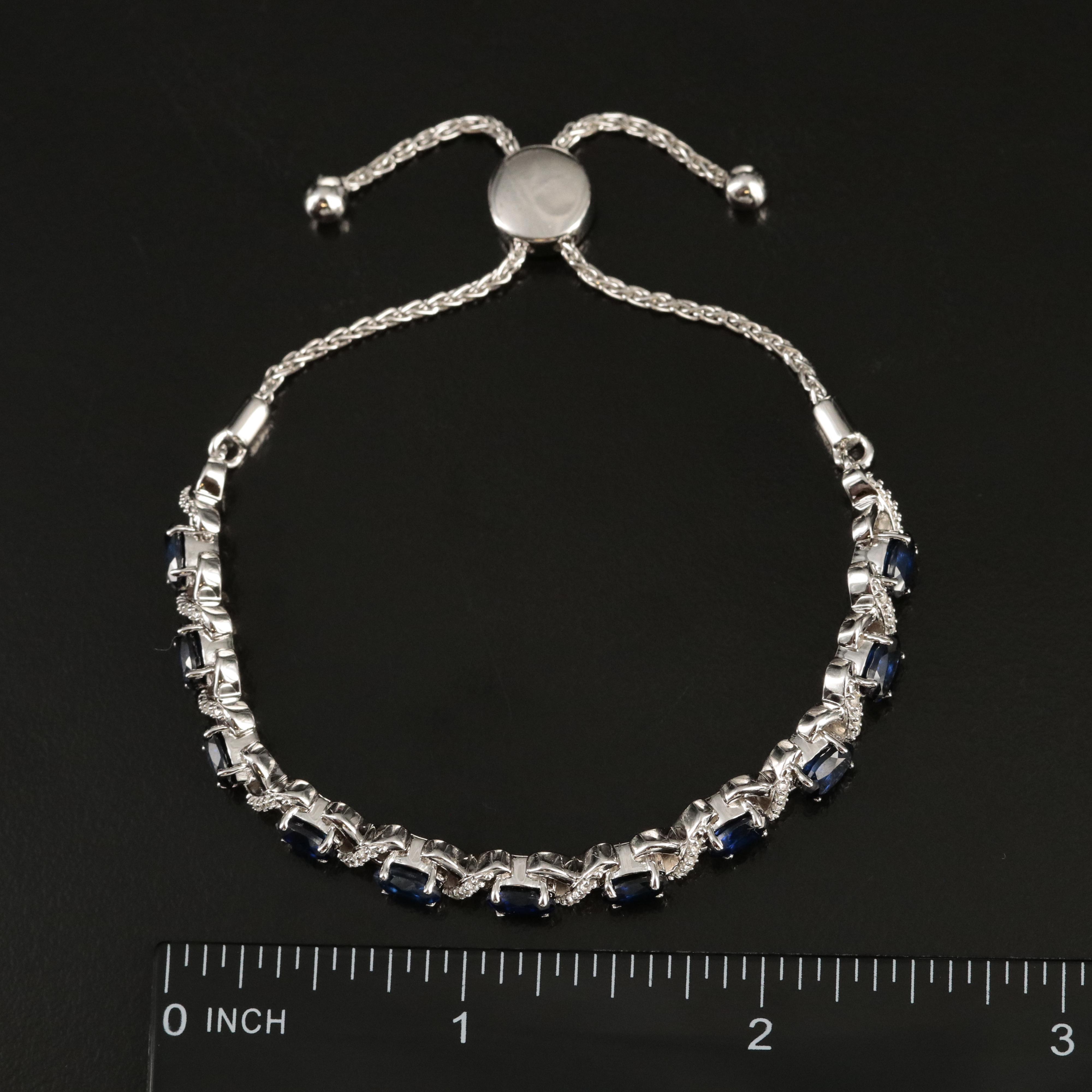Sterling Sapphire "X O" Bolo Bracelet
