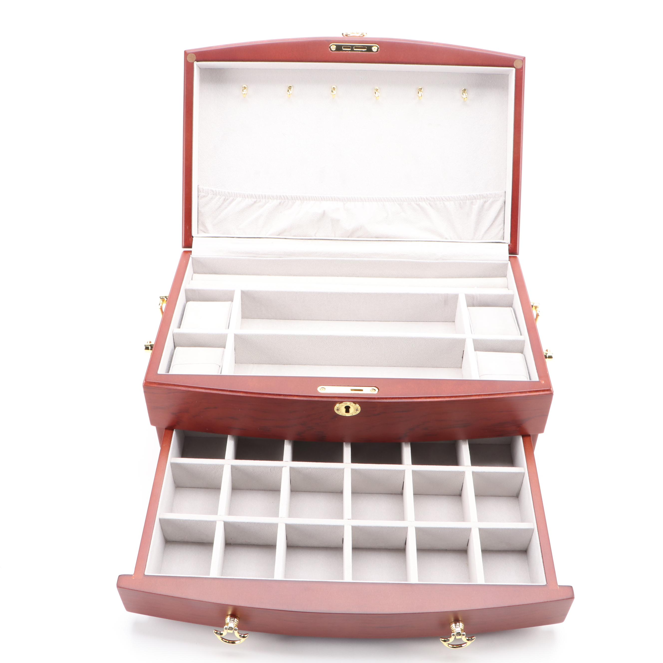 Jere Mahogany Finish Luxury Locking Jewelry Box