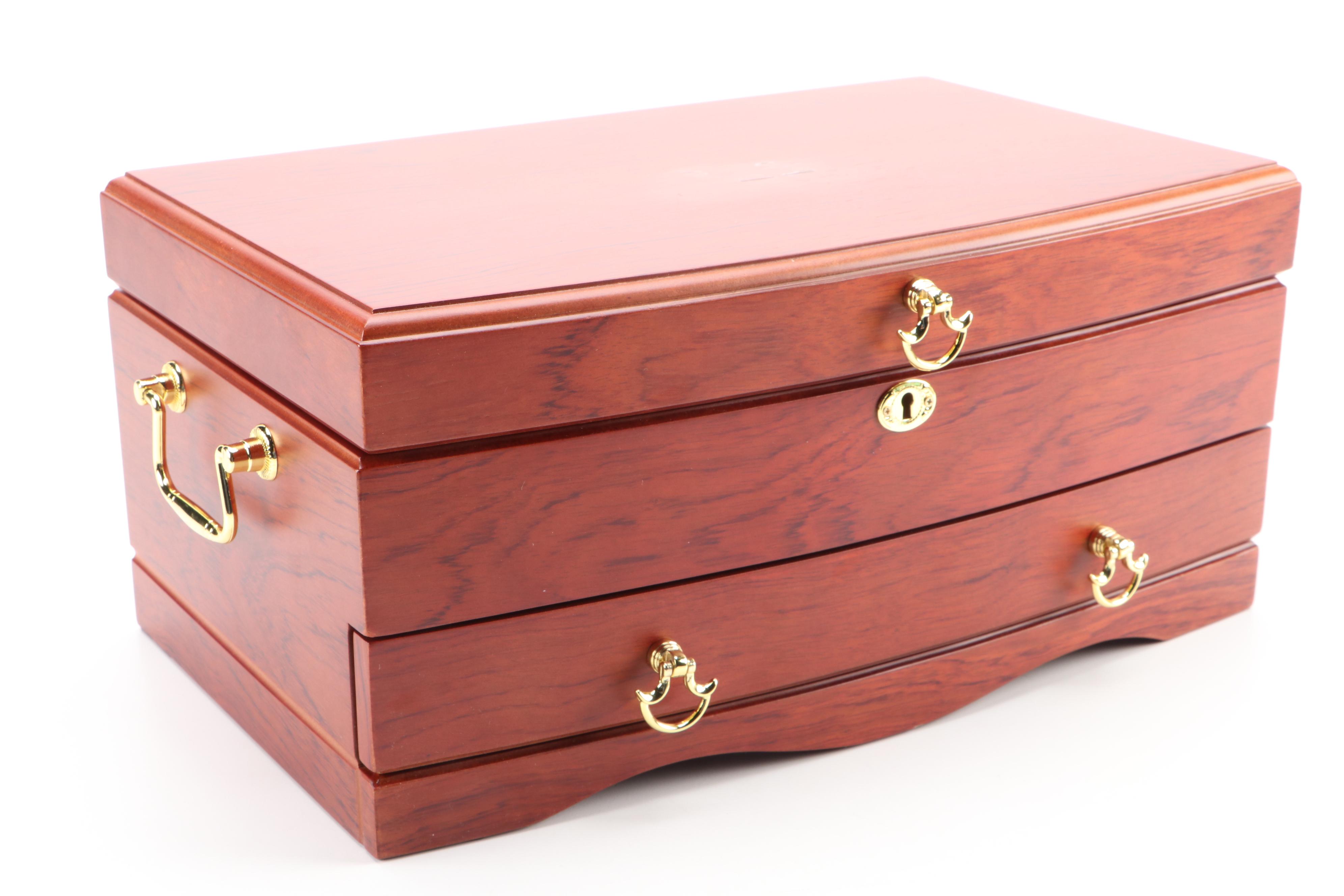 Jere Mahogany Finish Luxury Locking Jewelry Box