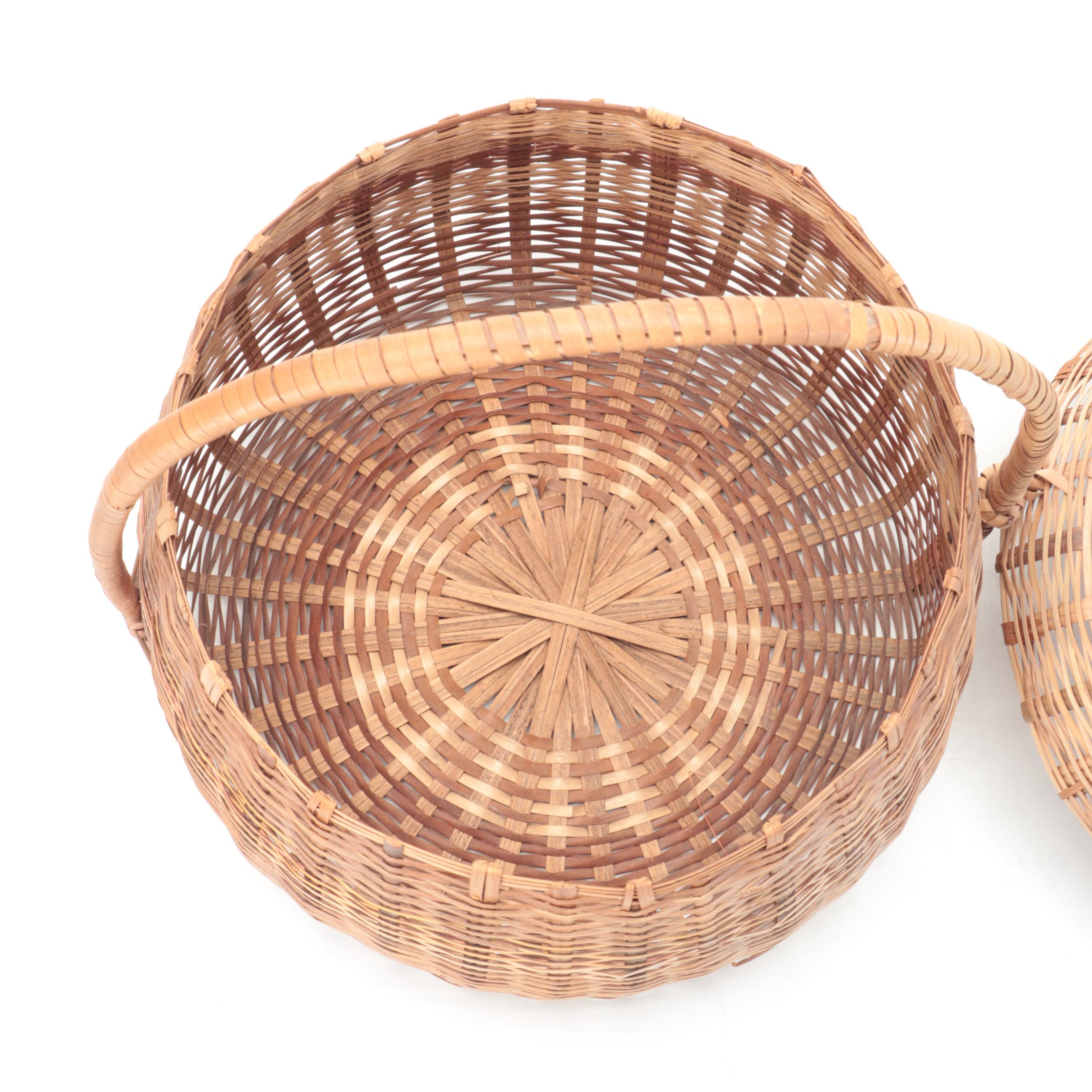 Wicker Weave Stacking Baskets With Round Covered Basket