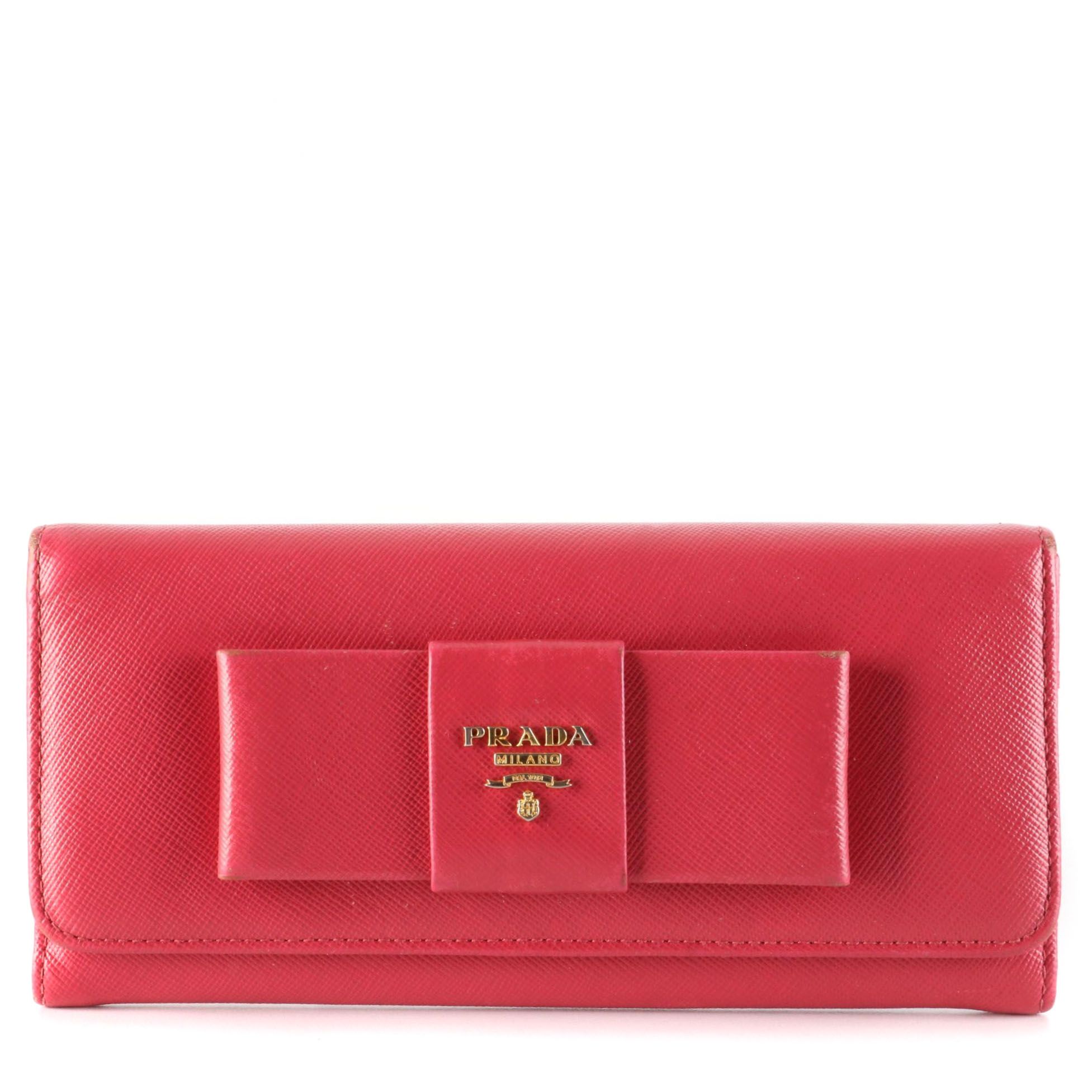 Prada Bow Wallet in Saffiano Leather with Box