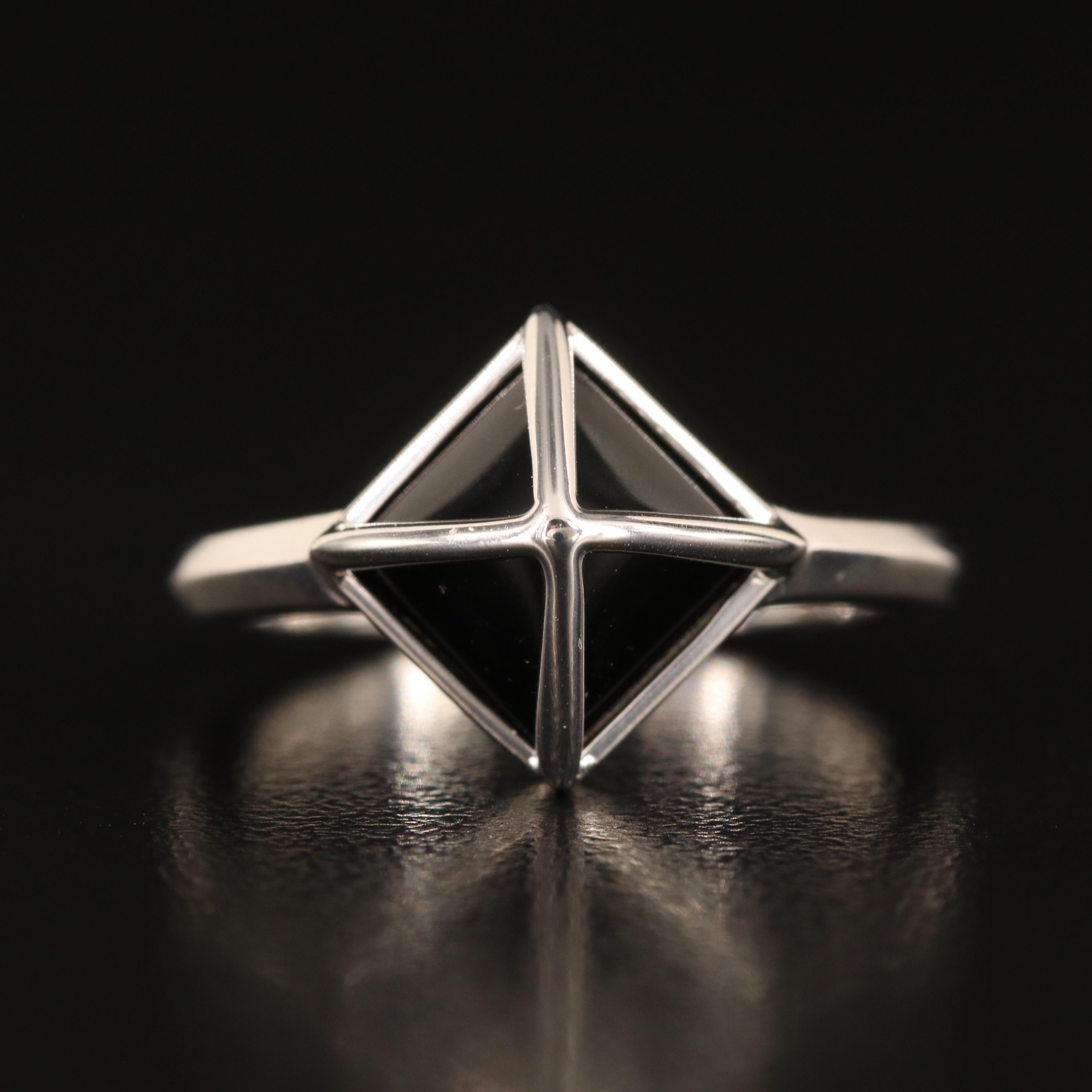 Sterling Faux Black Onyx Pyramid Ring