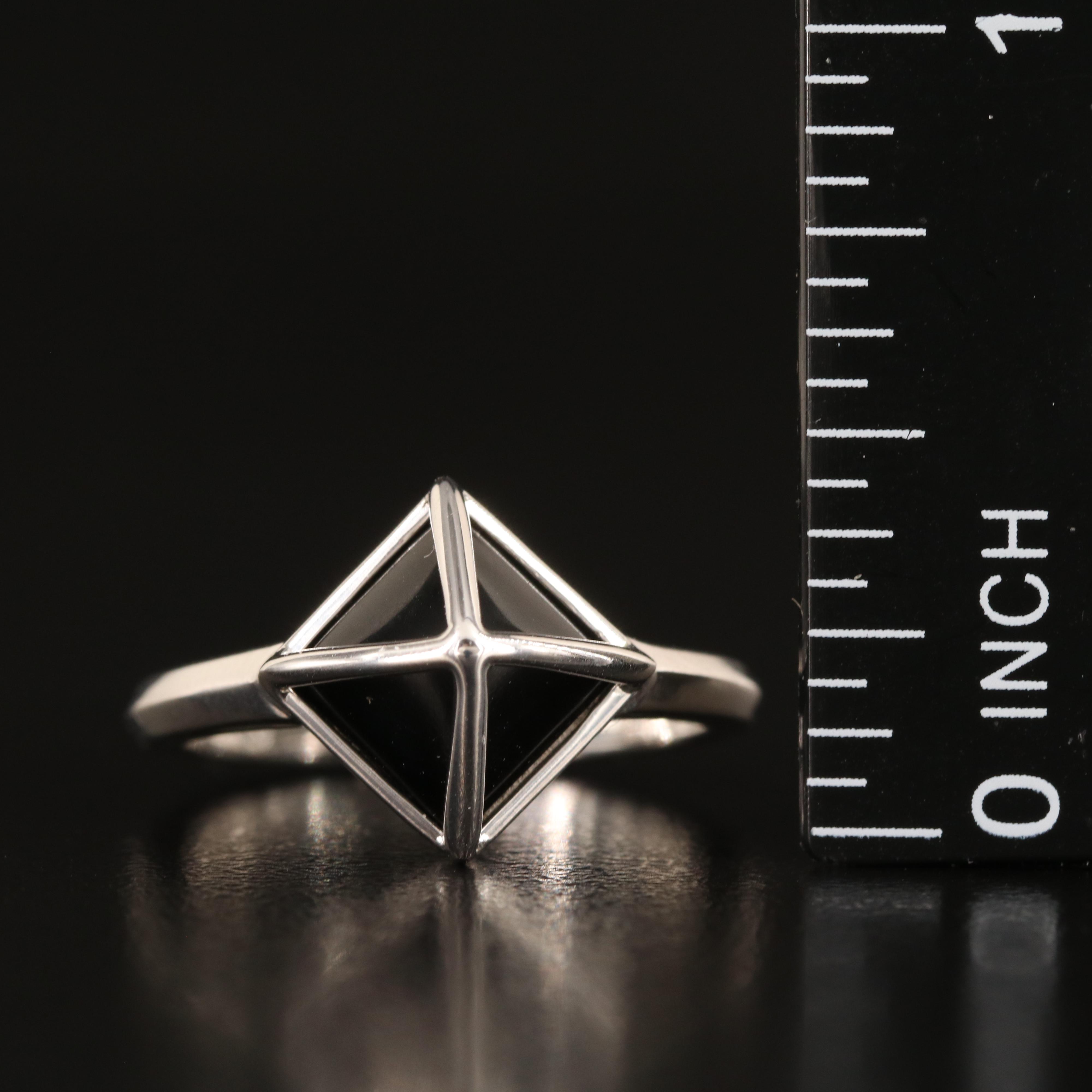 Sterling Faux Black Onyx Pyramid Ring