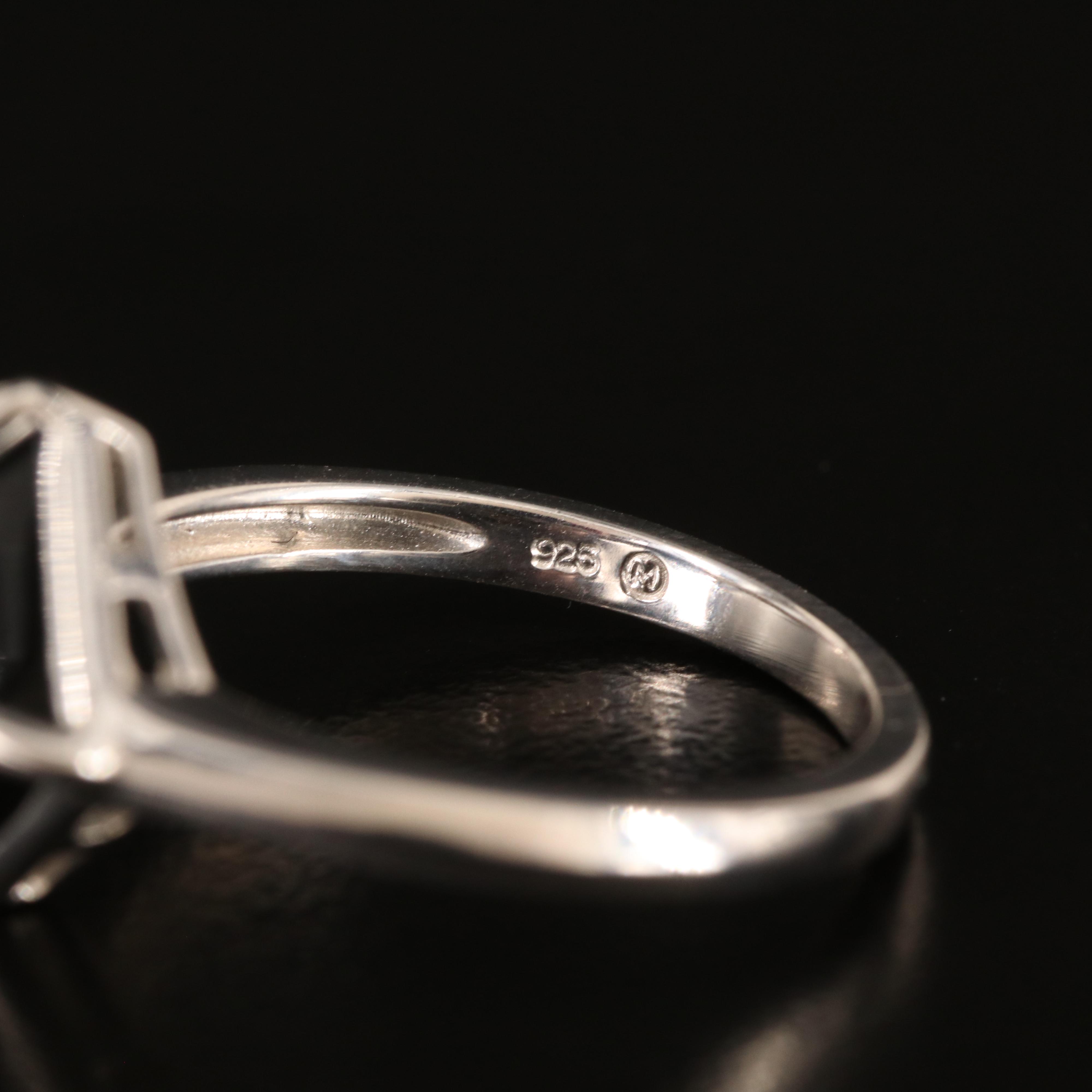 Sterling Faux Black Onyx Pyramid Ring