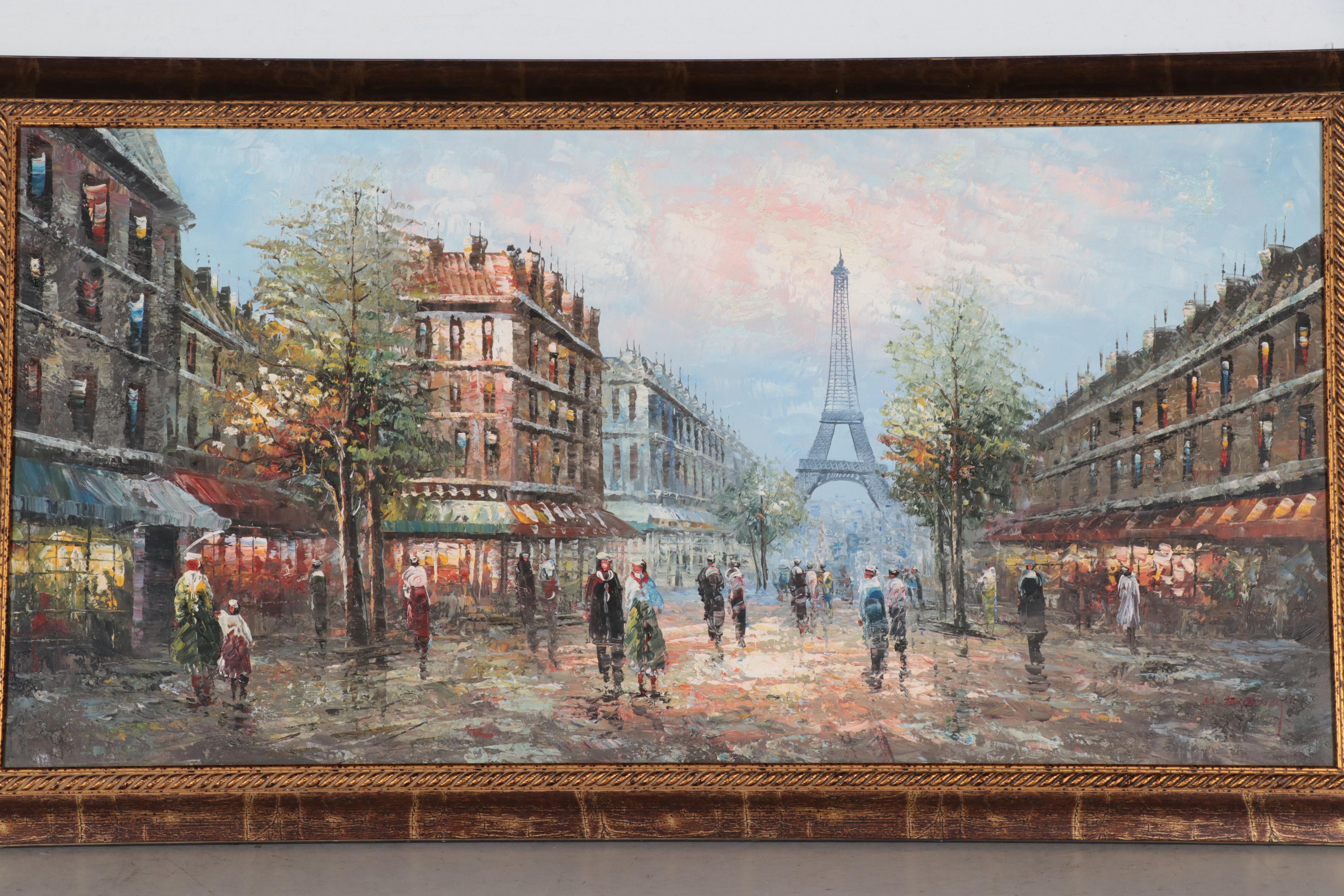 Burnett Parisian Street Scene Acrylic Painting