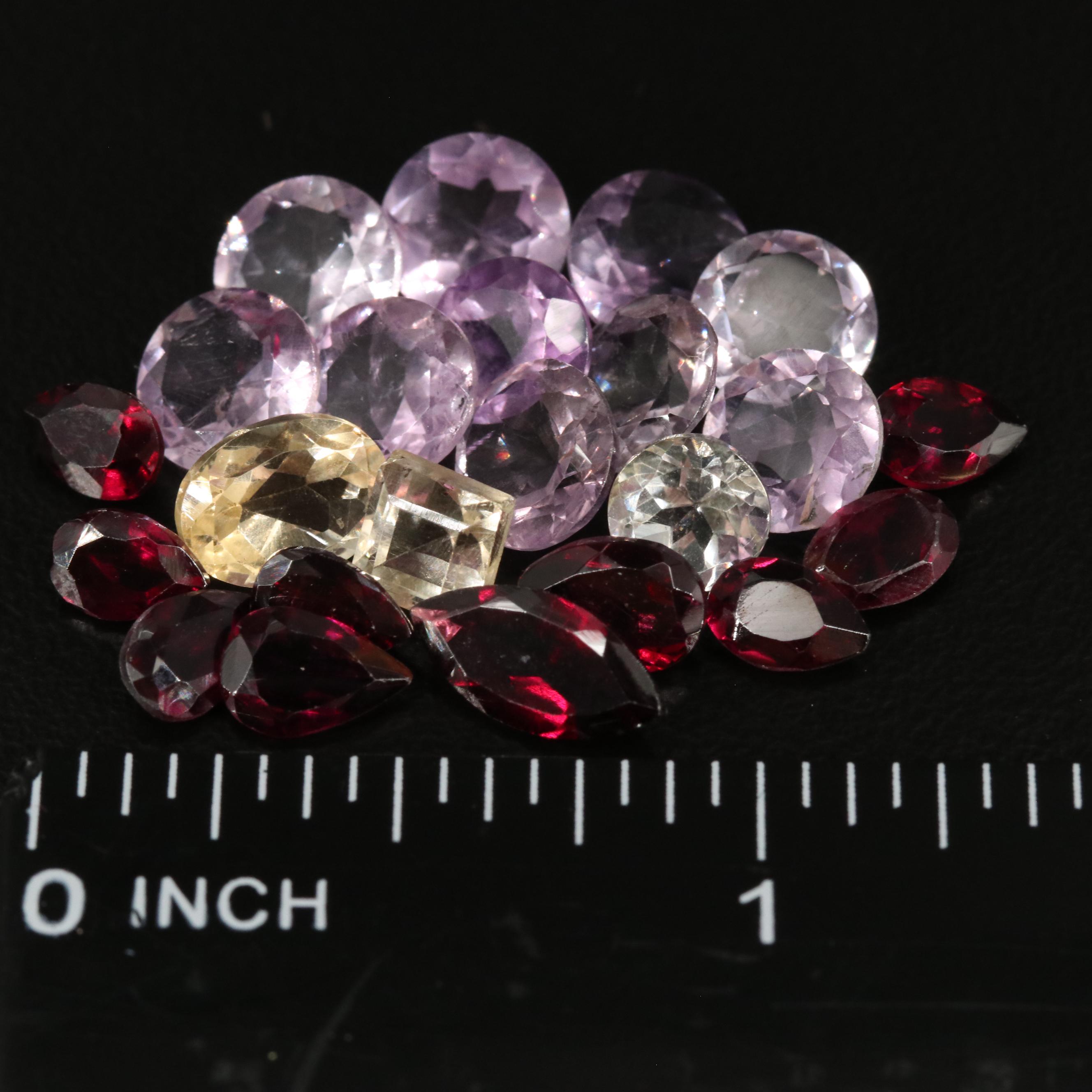 Loose 20.42 CTW Amethyst, Citrine, and Garnet Lot
