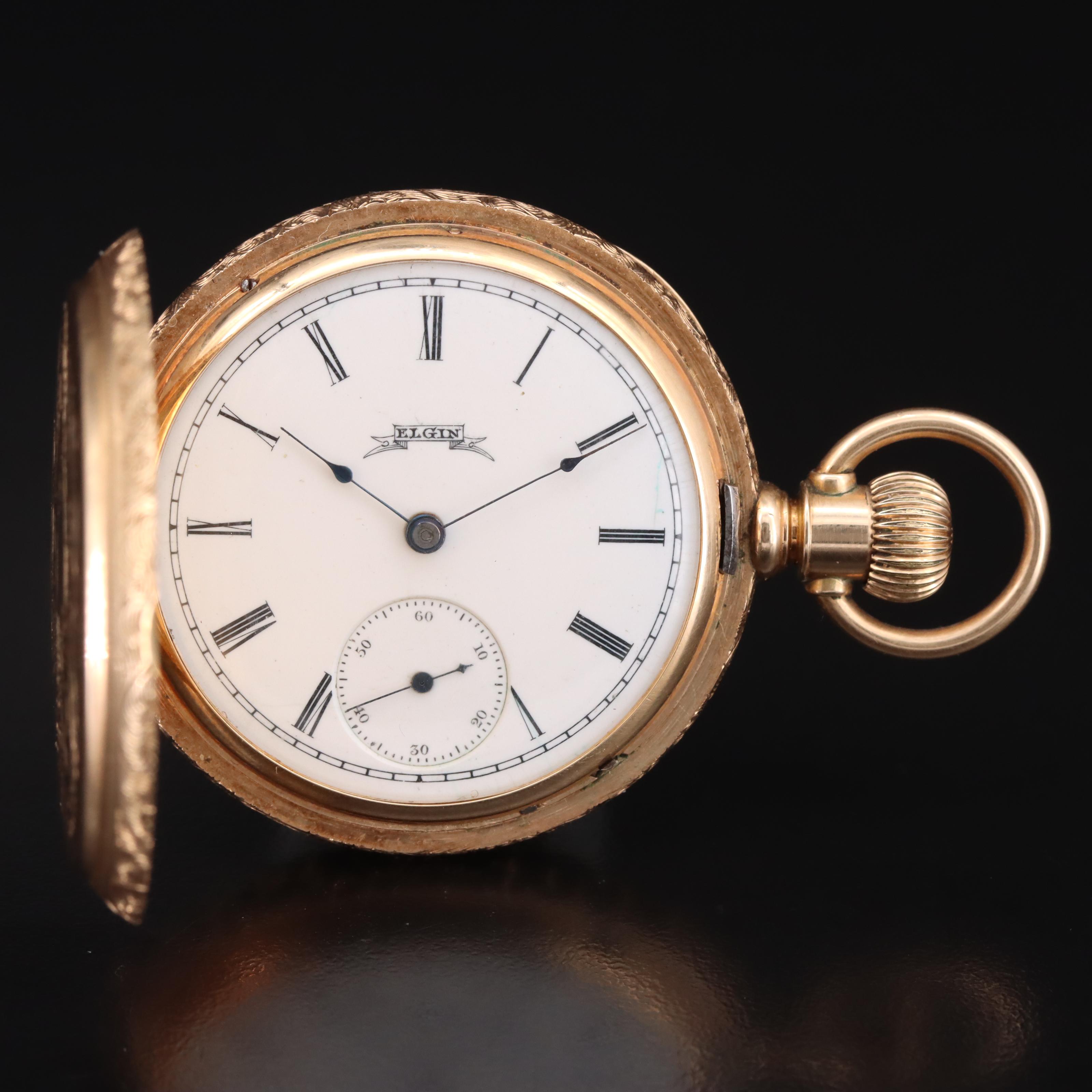 1888 Elgin 14K Hunting Pocket Watch