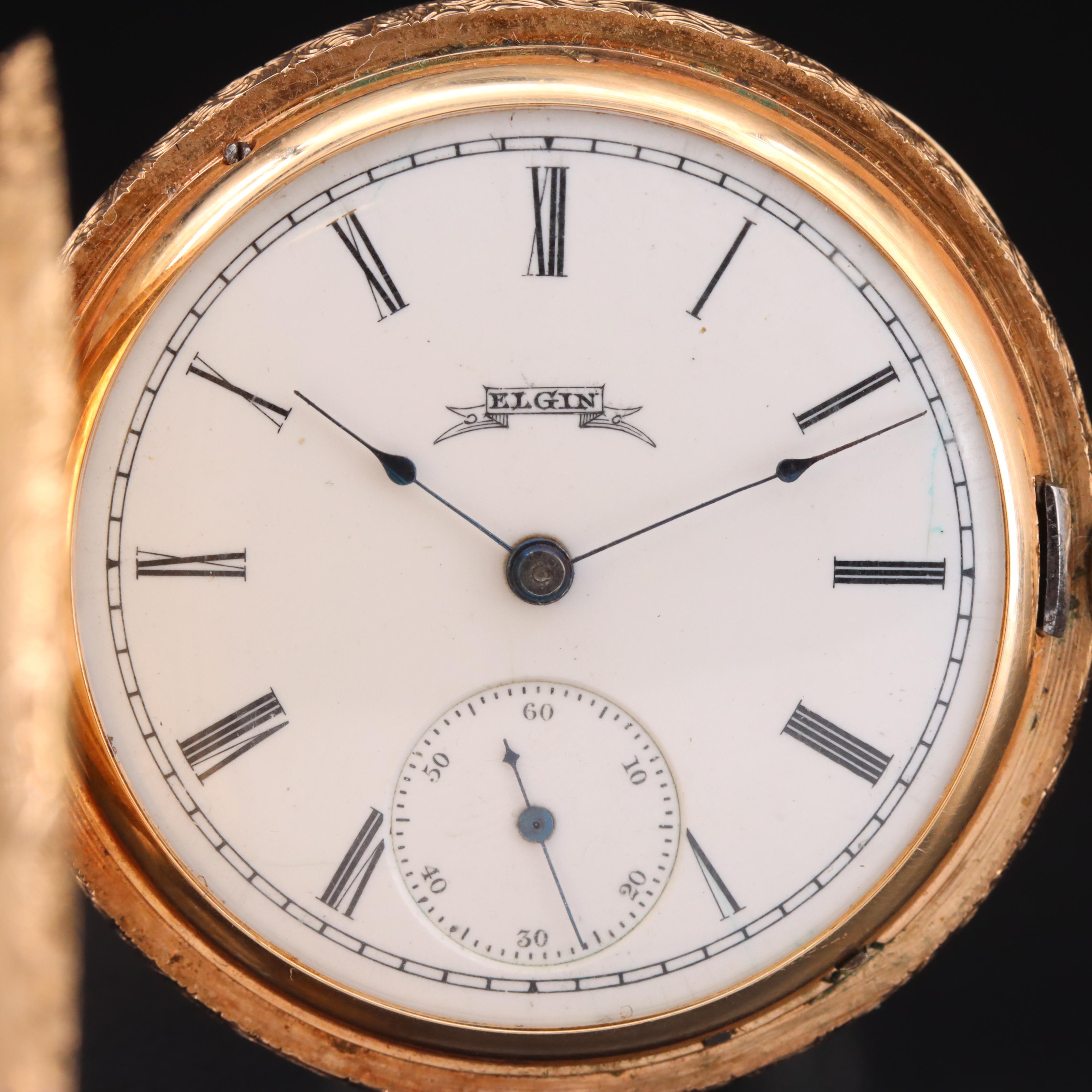 1888 Elgin 14K Hunting Pocket Watch