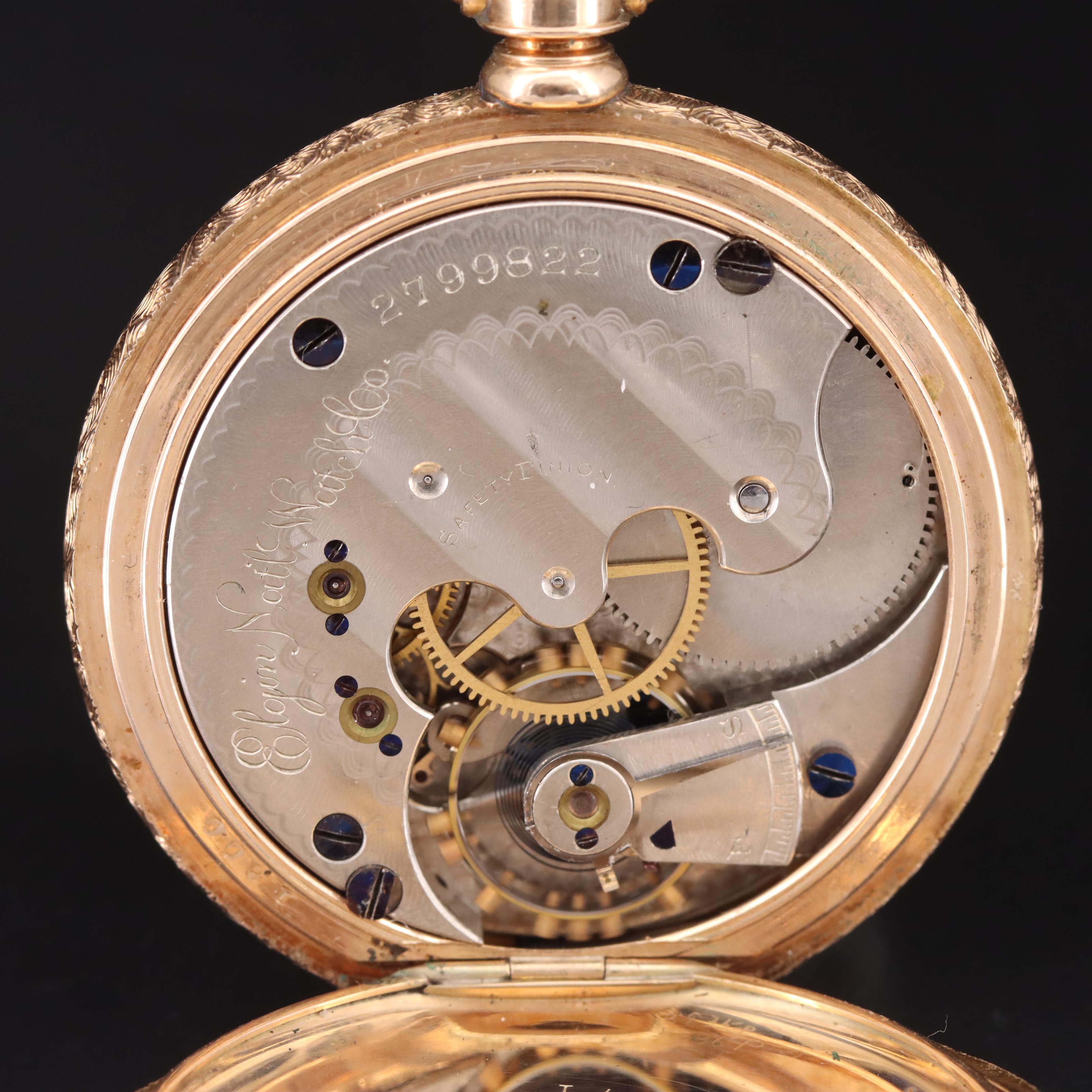 1888 Elgin 14K Hunting Pocket Watch