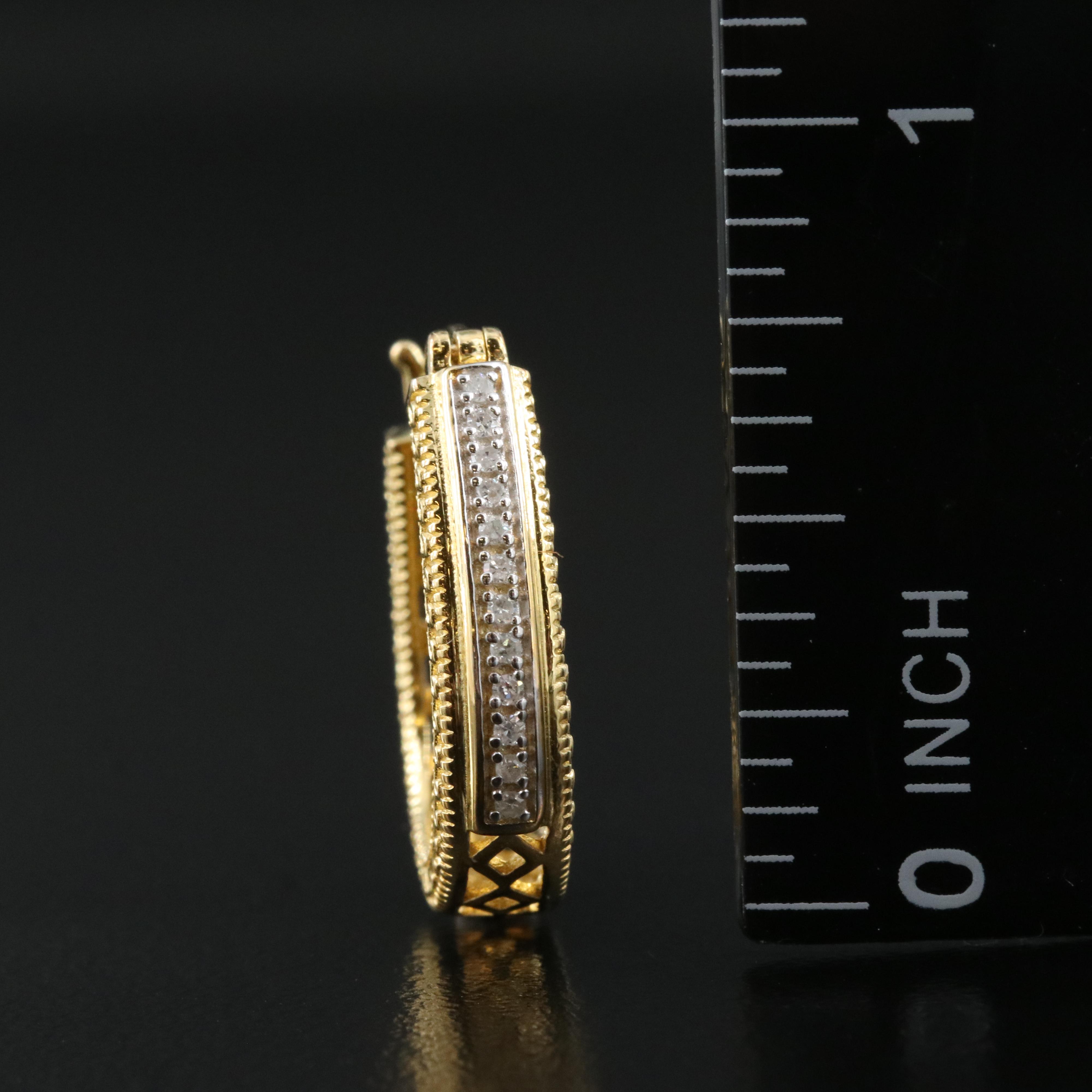 Sterling Diamond Hoop Earrings