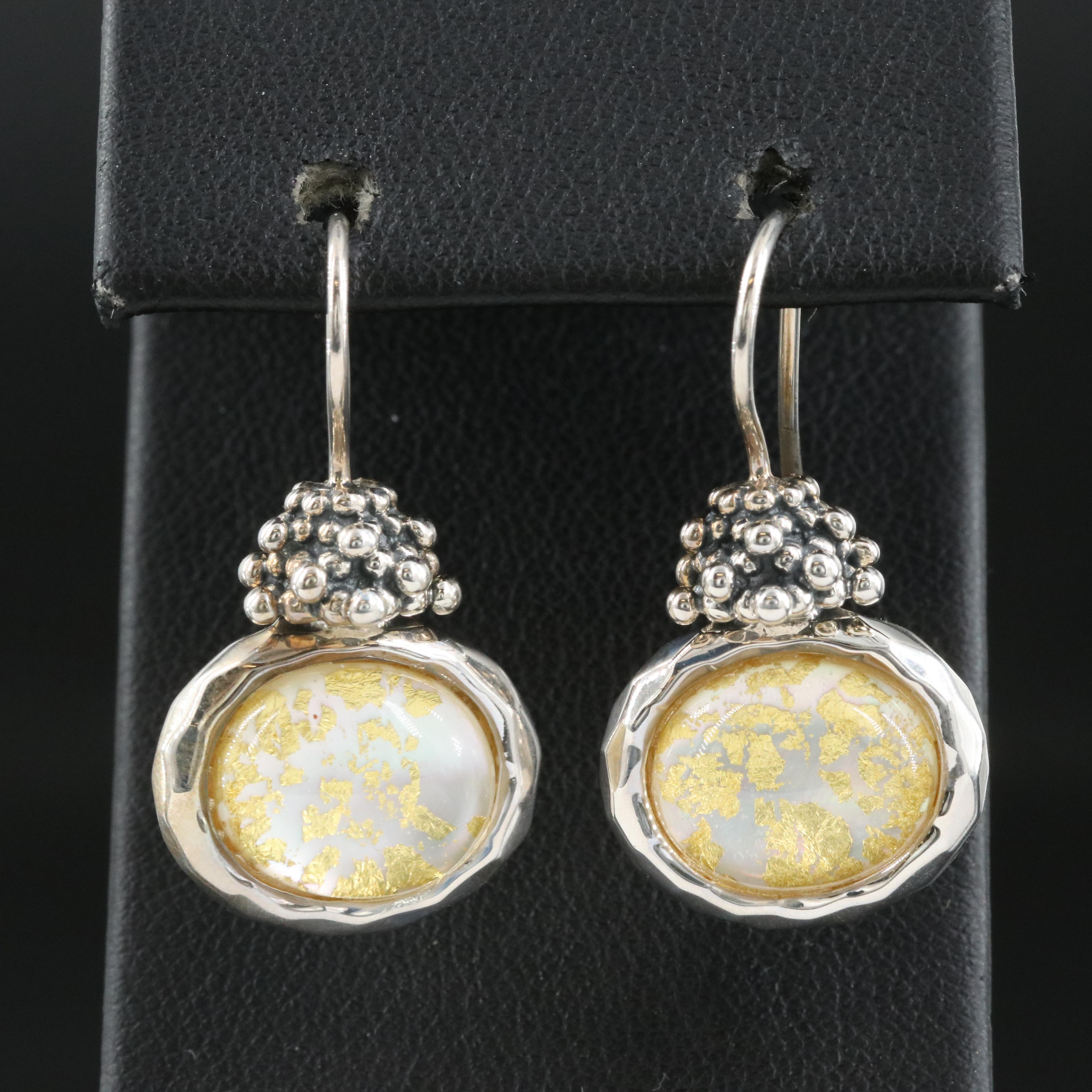 Michael Dawkins Sterling Quartz and Mother-of-Pearl Doublet Earrings