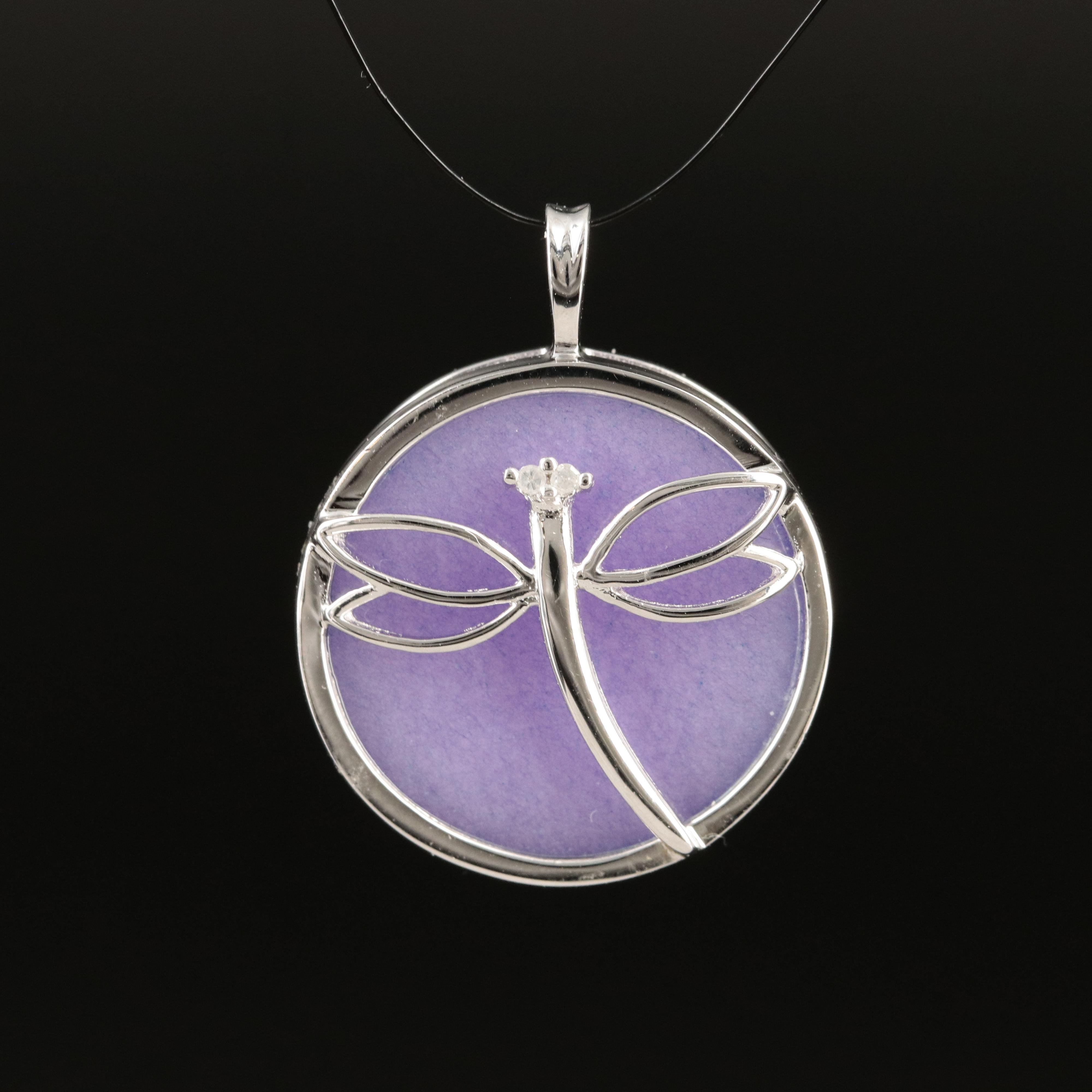 Sterling Quartzite and Diamond Dragonfly Pendant