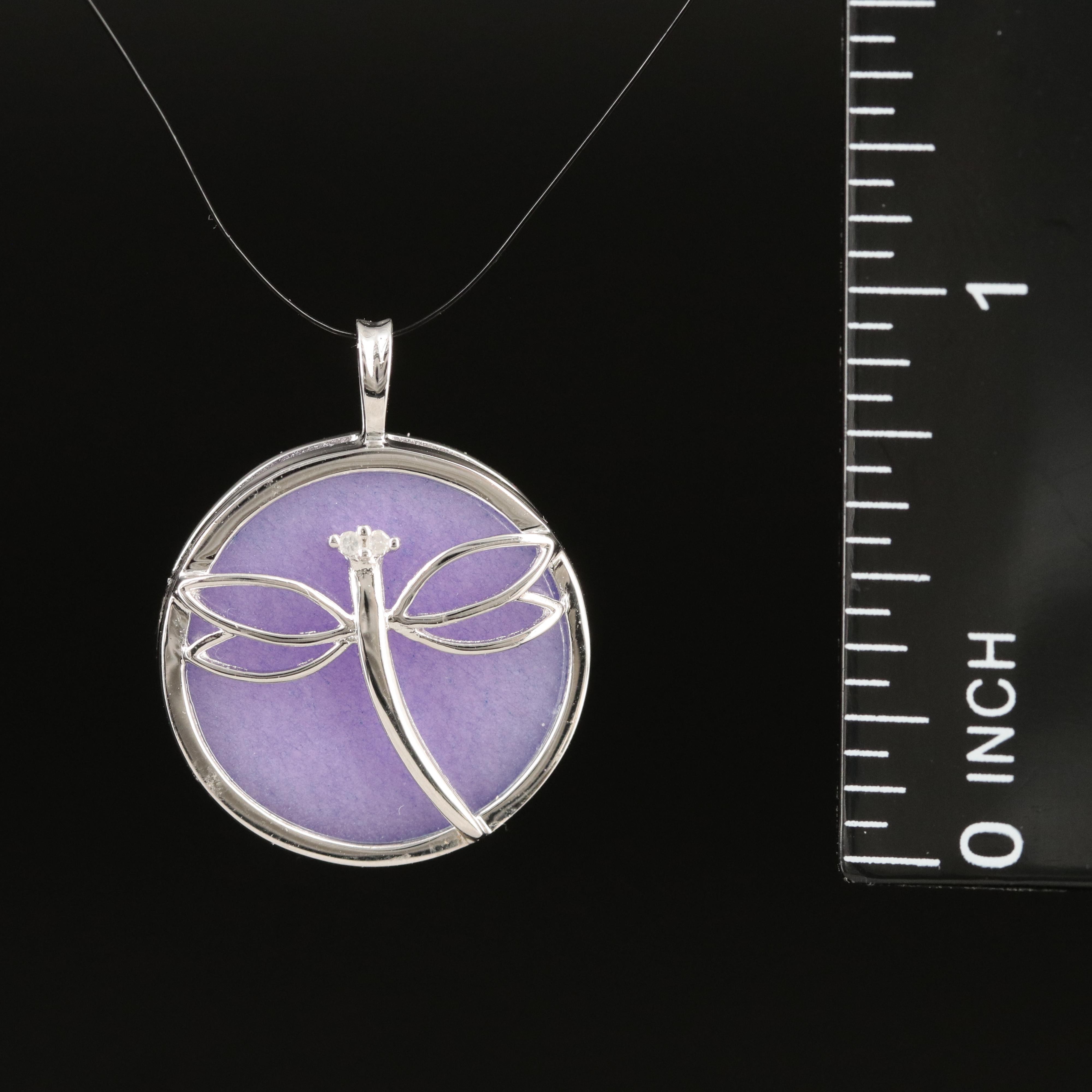 Sterling Quartzite and Diamond Dragonfly Pendant