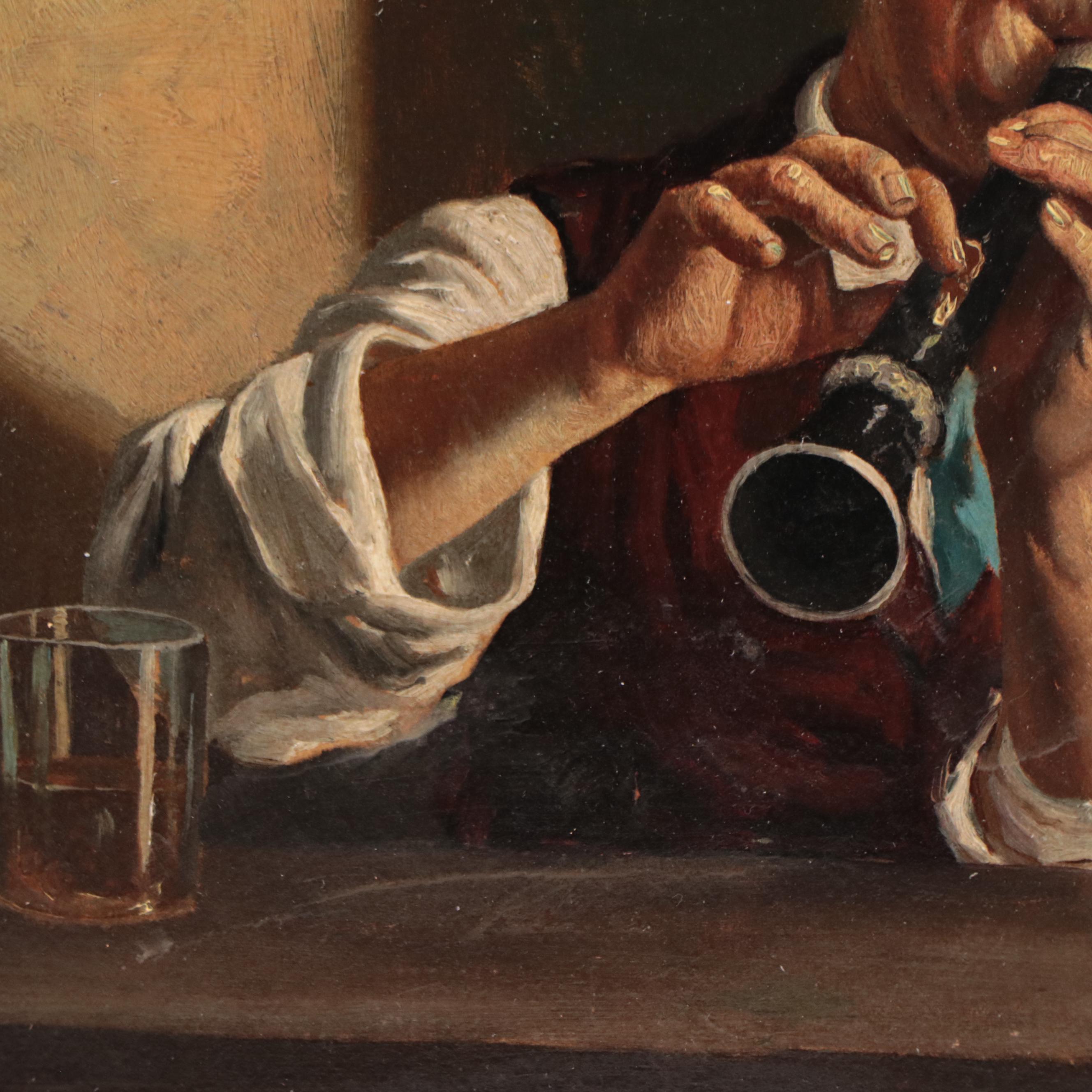 Oil Painting of Man Playing Instrument