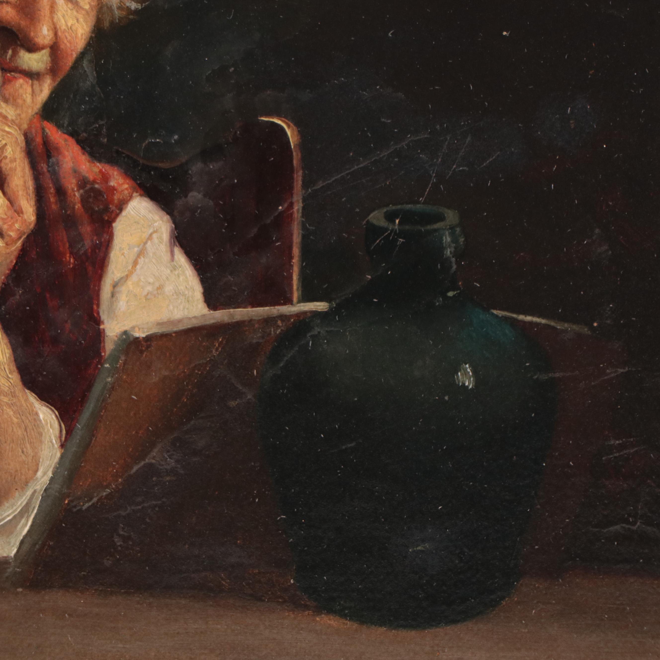 Oil Painting of Man Playing Instrument