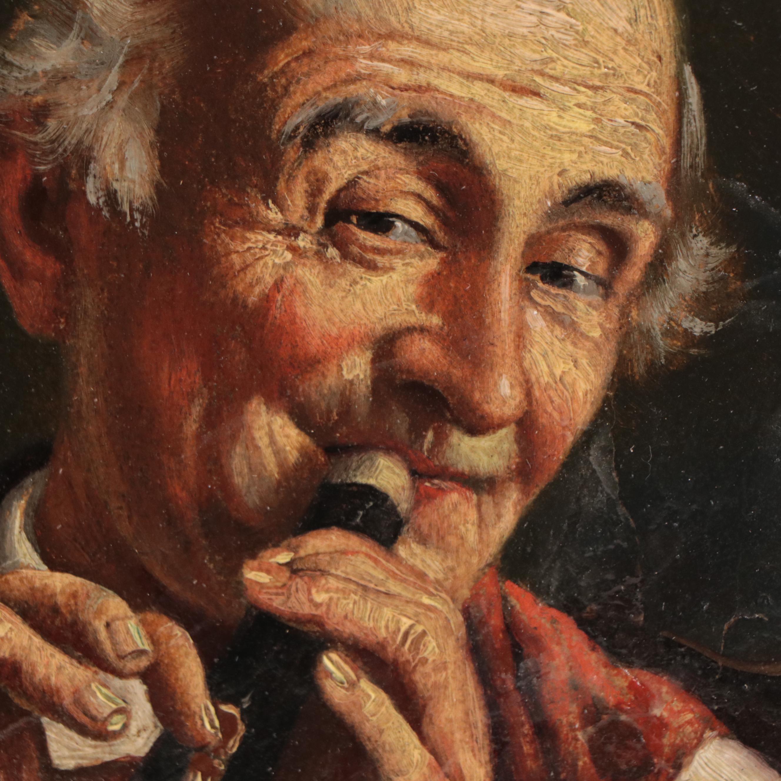 Oil Painting of Man Playing Instrument