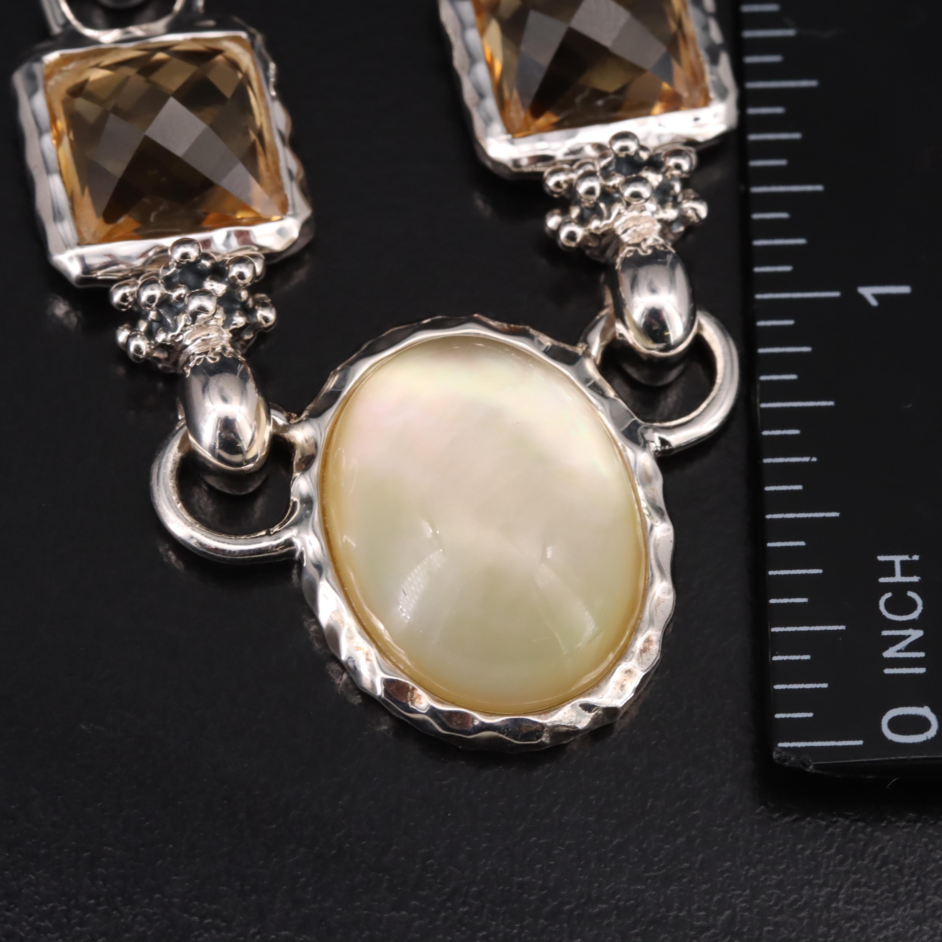 Michael Dawkins Sterling Mother-of-Pearl and Gemstone Necklace