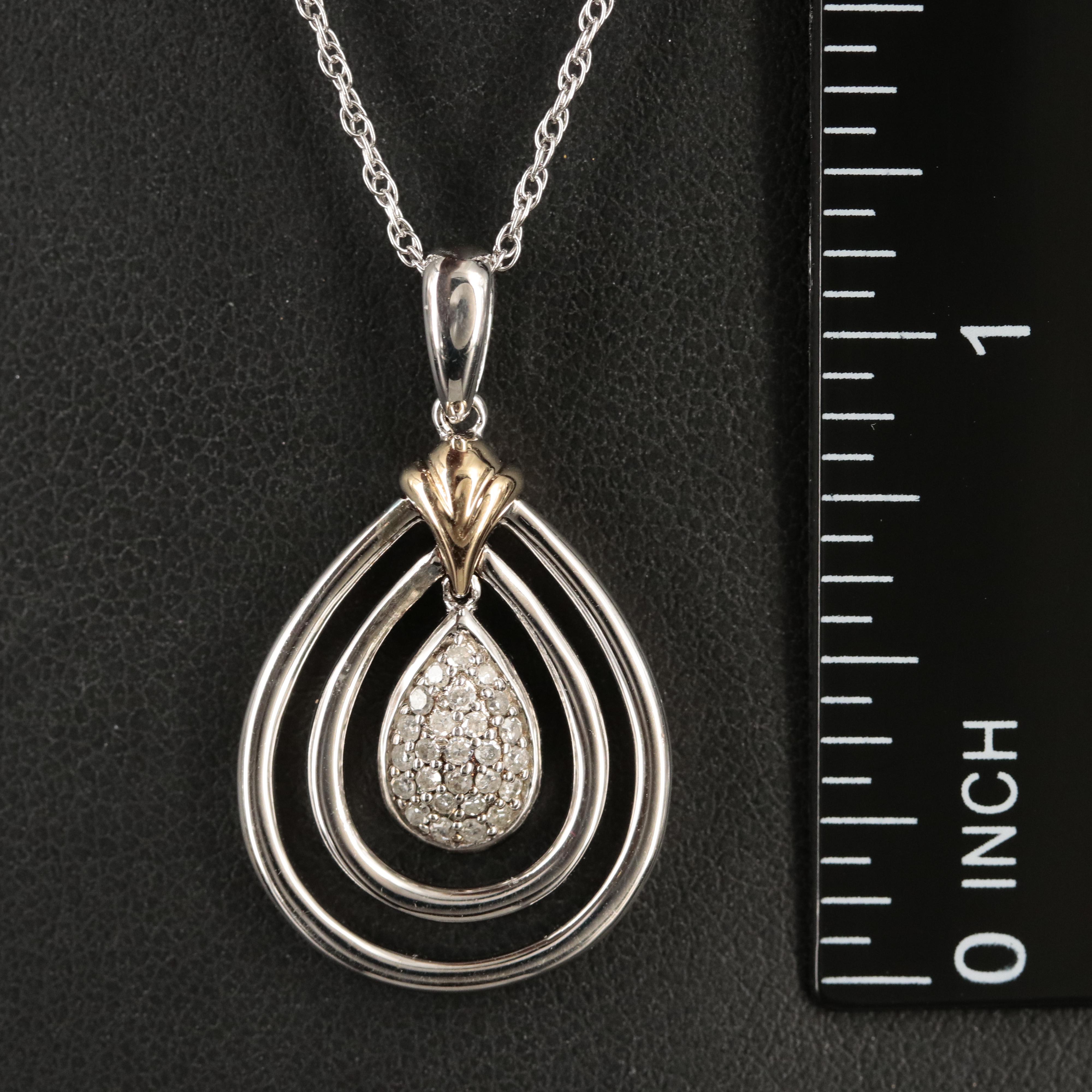 Sterling Diamond Pendant Necklace with 14K Accents