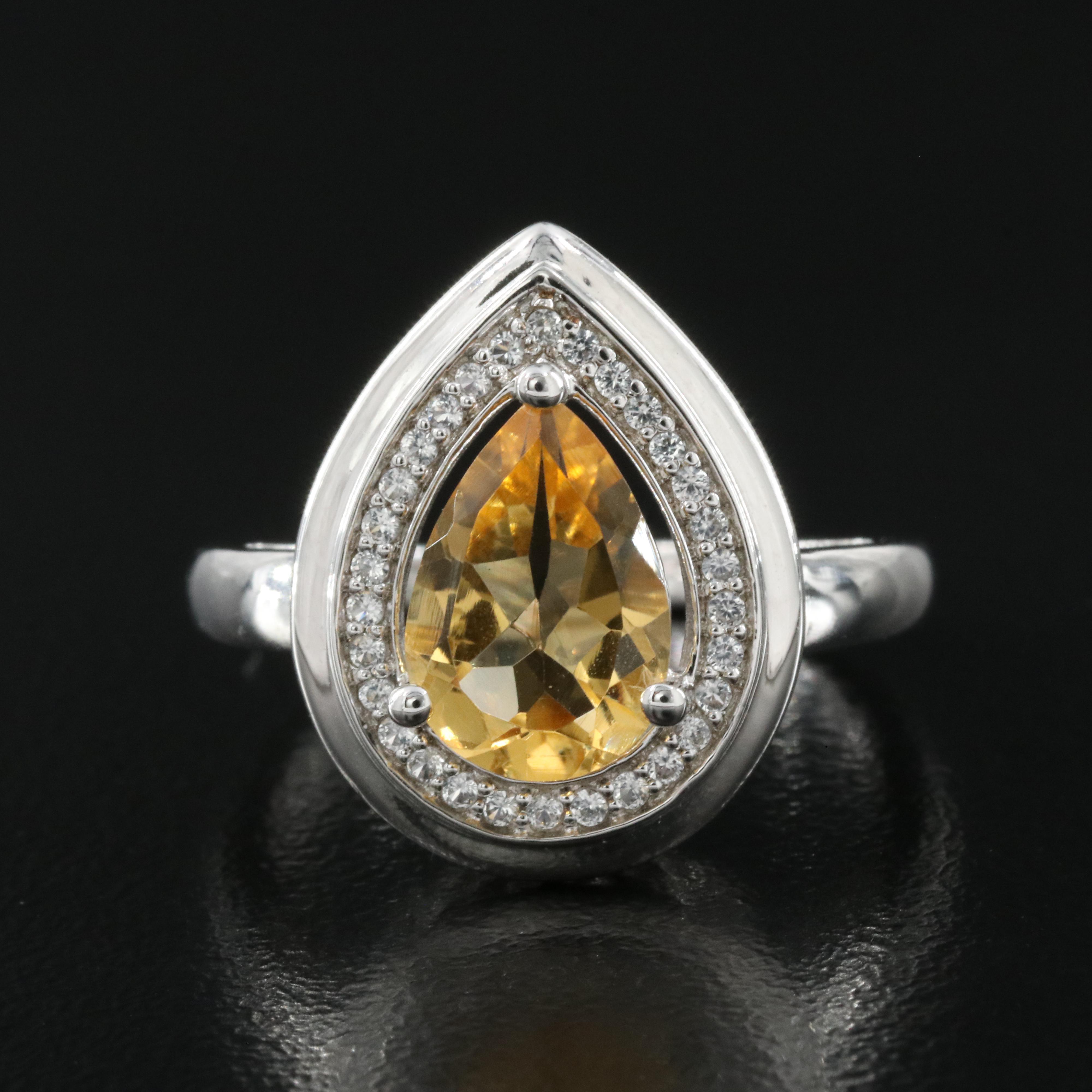 Sterling Citrine and Sapphire Ring
