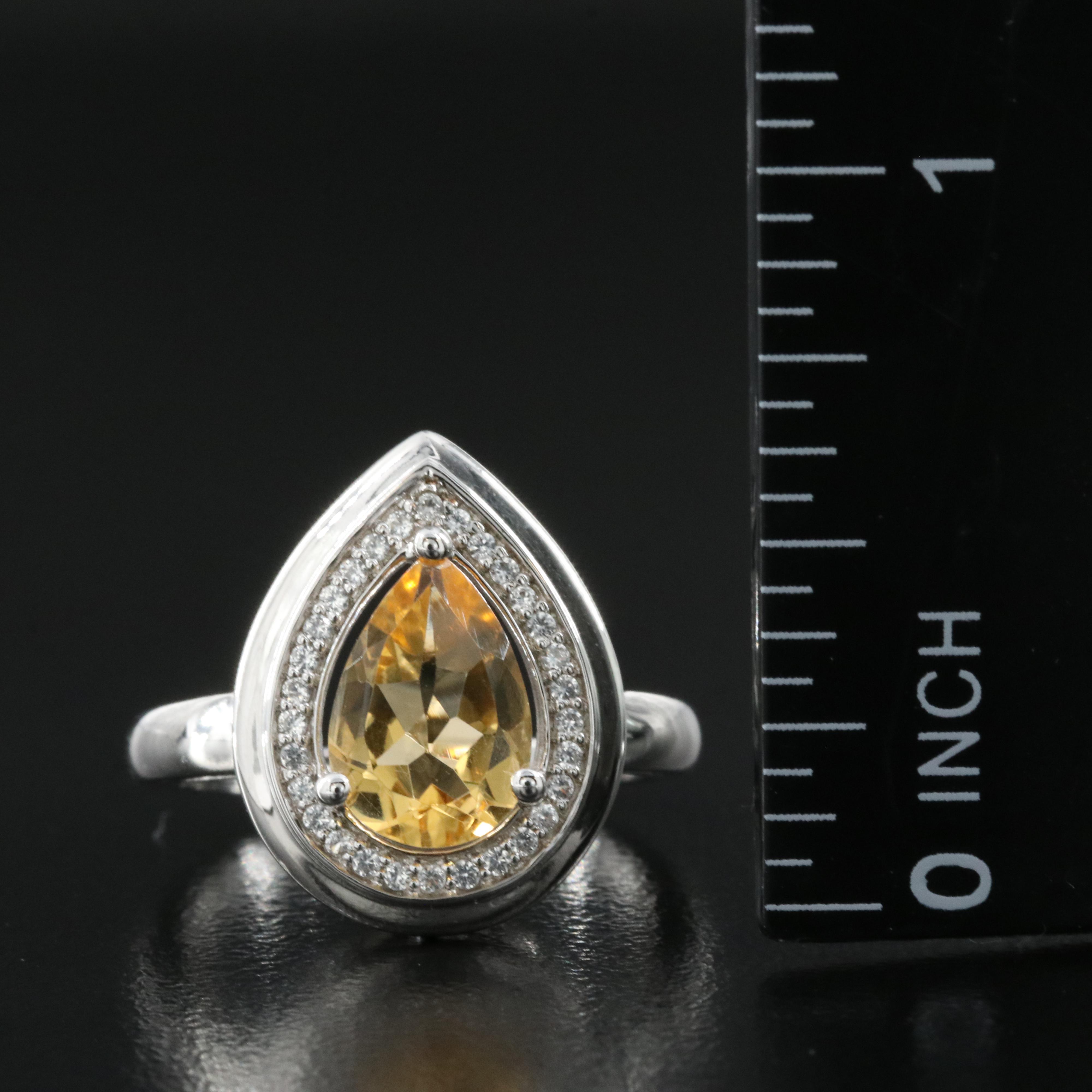Sterling Citrine and Sapphire Ring