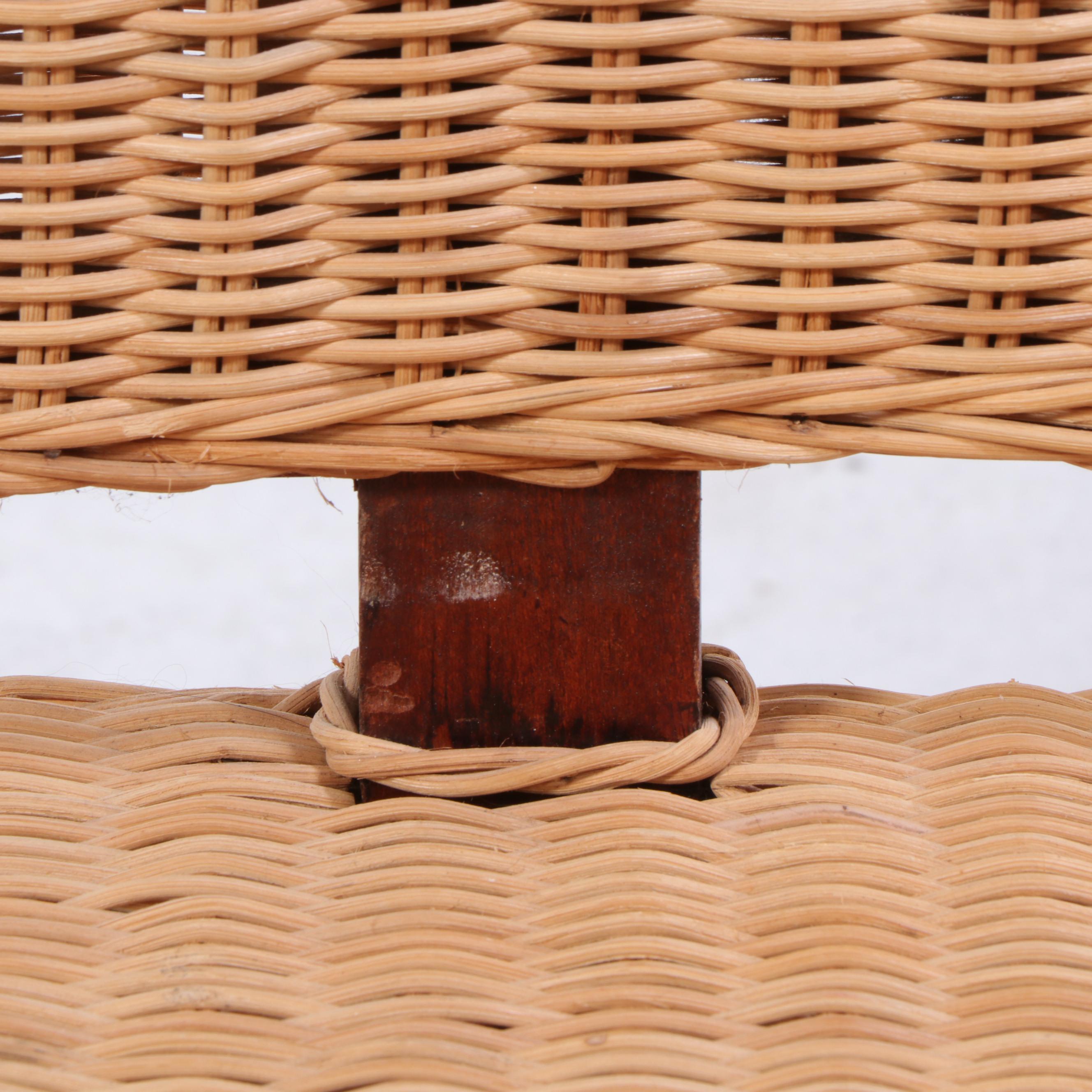 French Restauration Style Carved Hardwood and Wicker Canapé