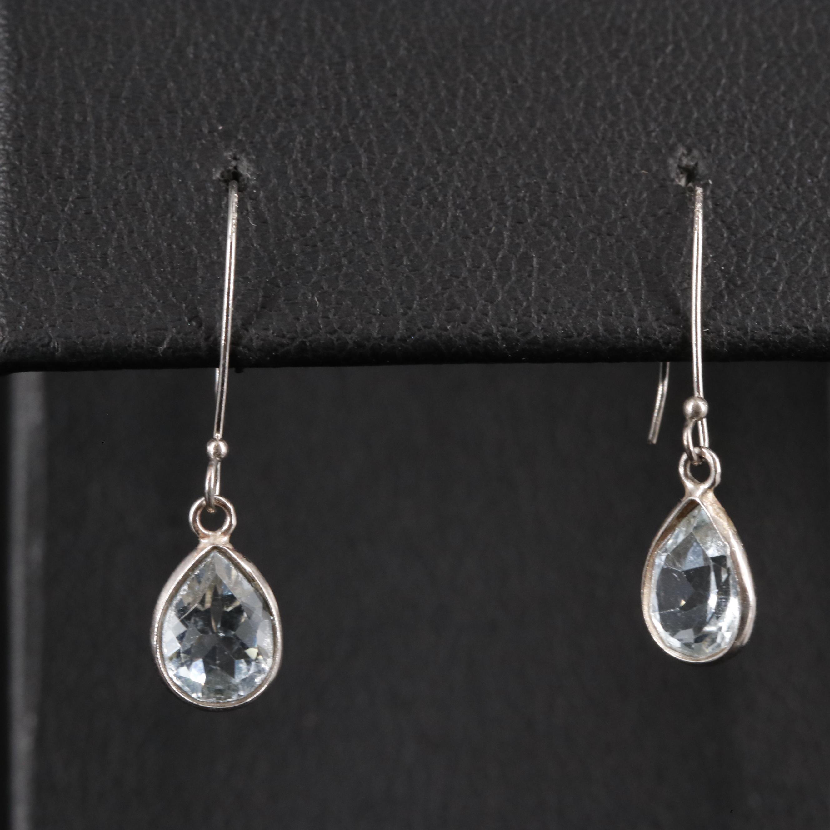 14K Blue Topaz Drop Earrings