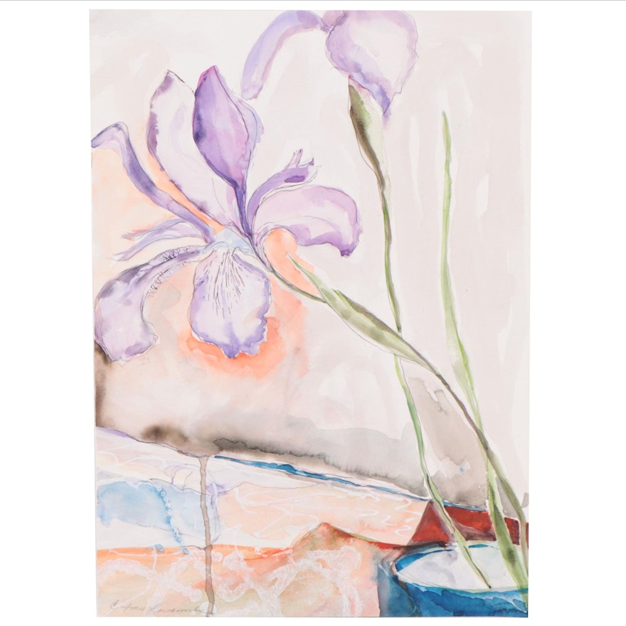 Carol Imes-Luscombe Watercolor Painting "My Garden Iris"