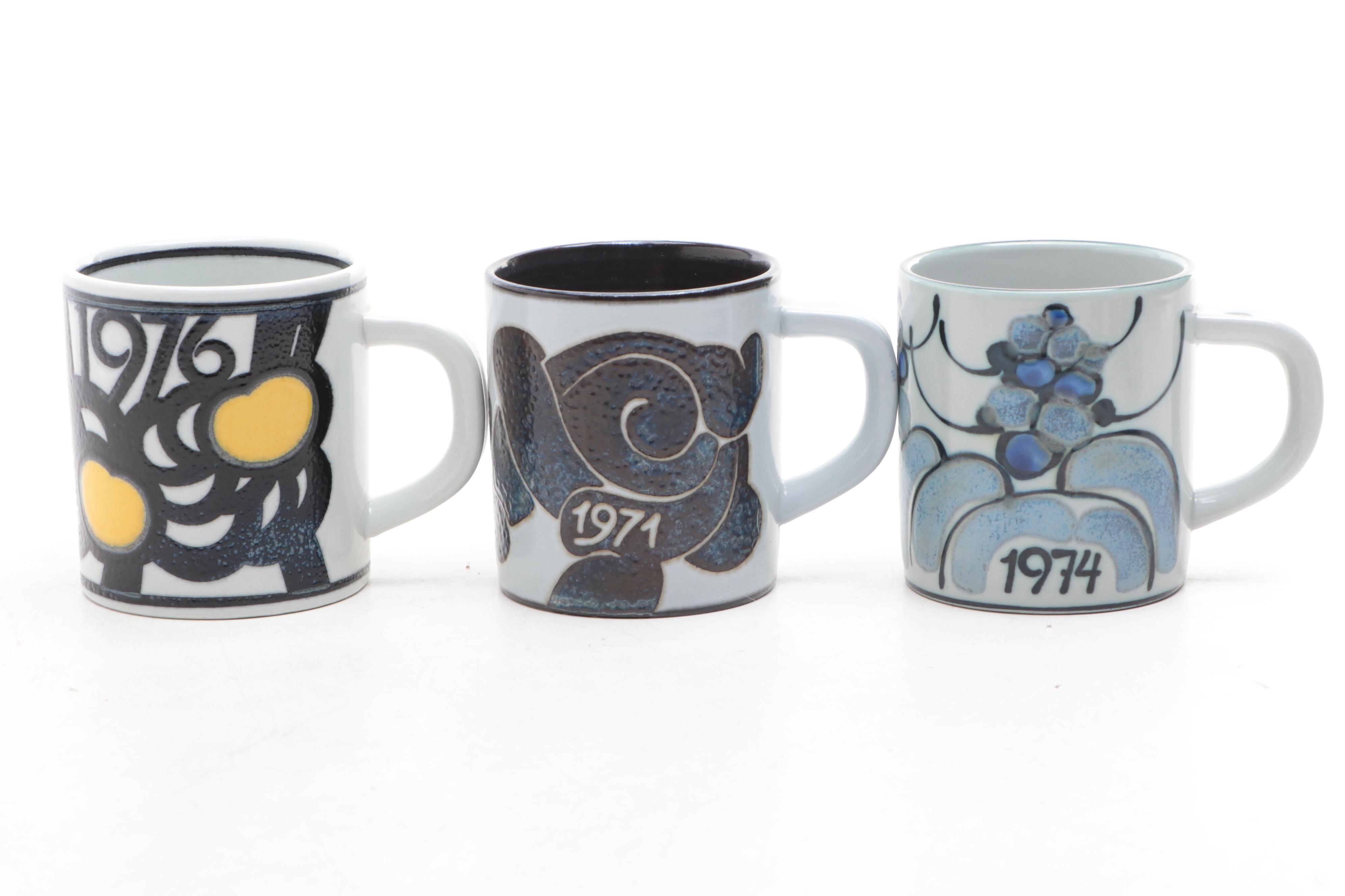 Royal Copenhagen Artist Signed Annual Porcelain Mugs