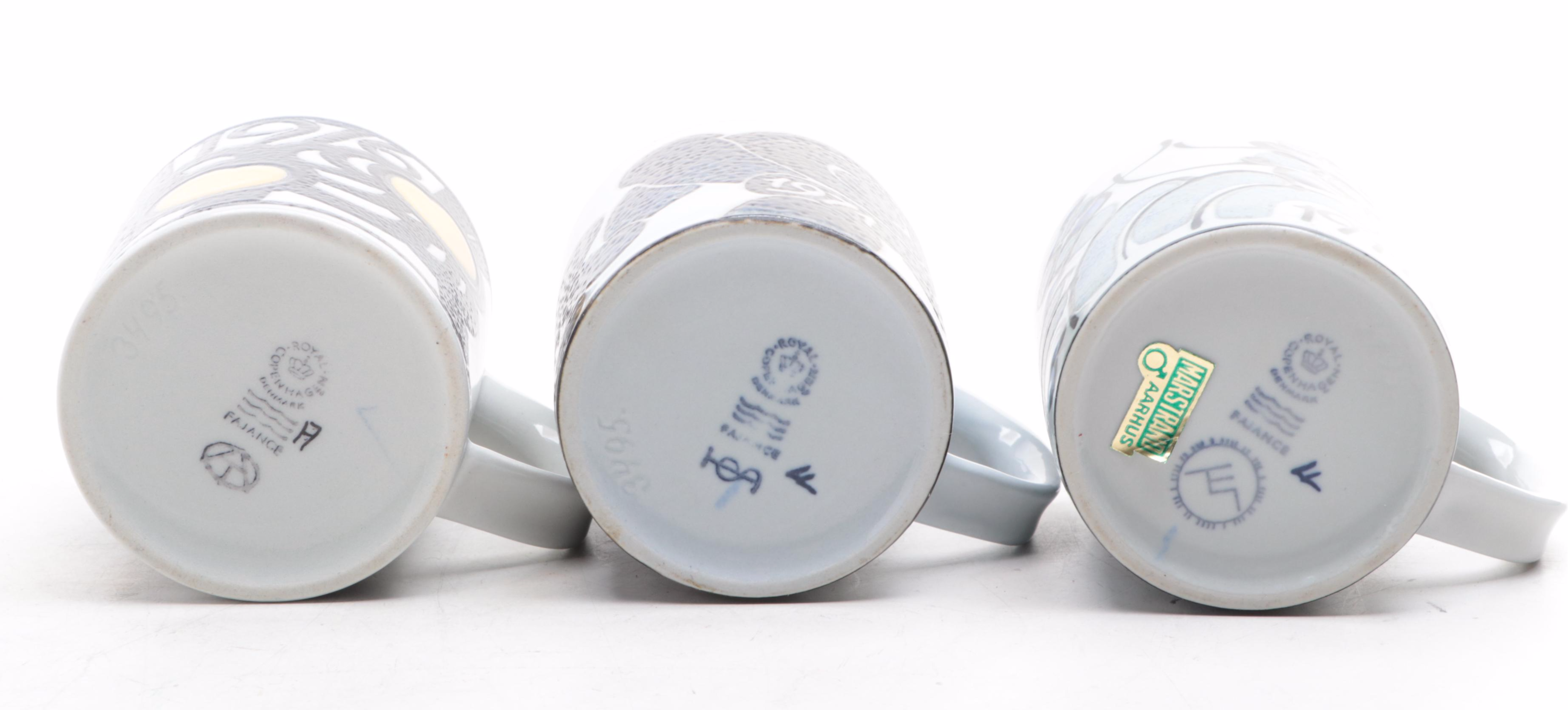 Royal Copenhagen Artist Signed Annual Porcelain Mugs