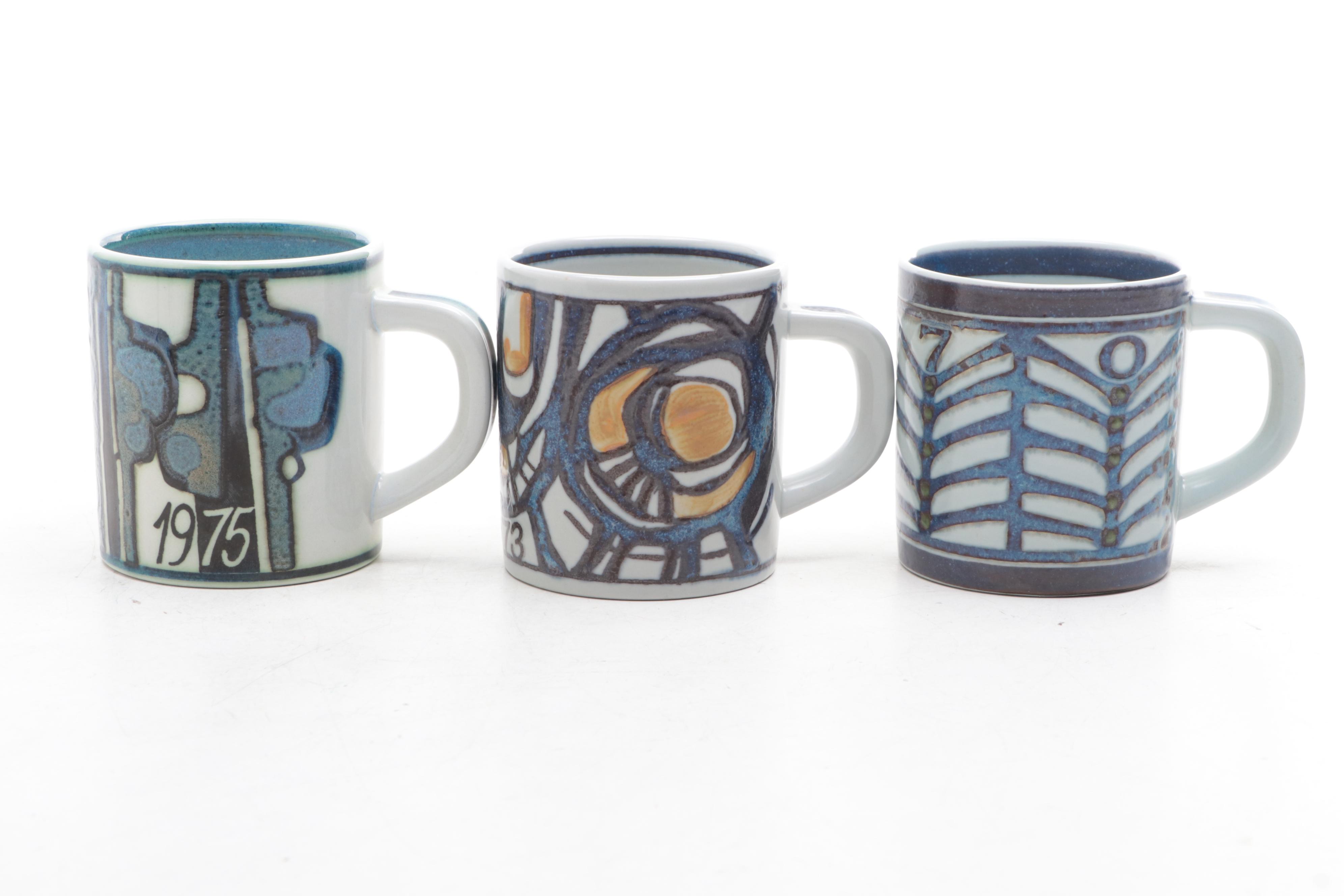 Royal Copenhagen Artist Signed Annual Porcelain Mugs