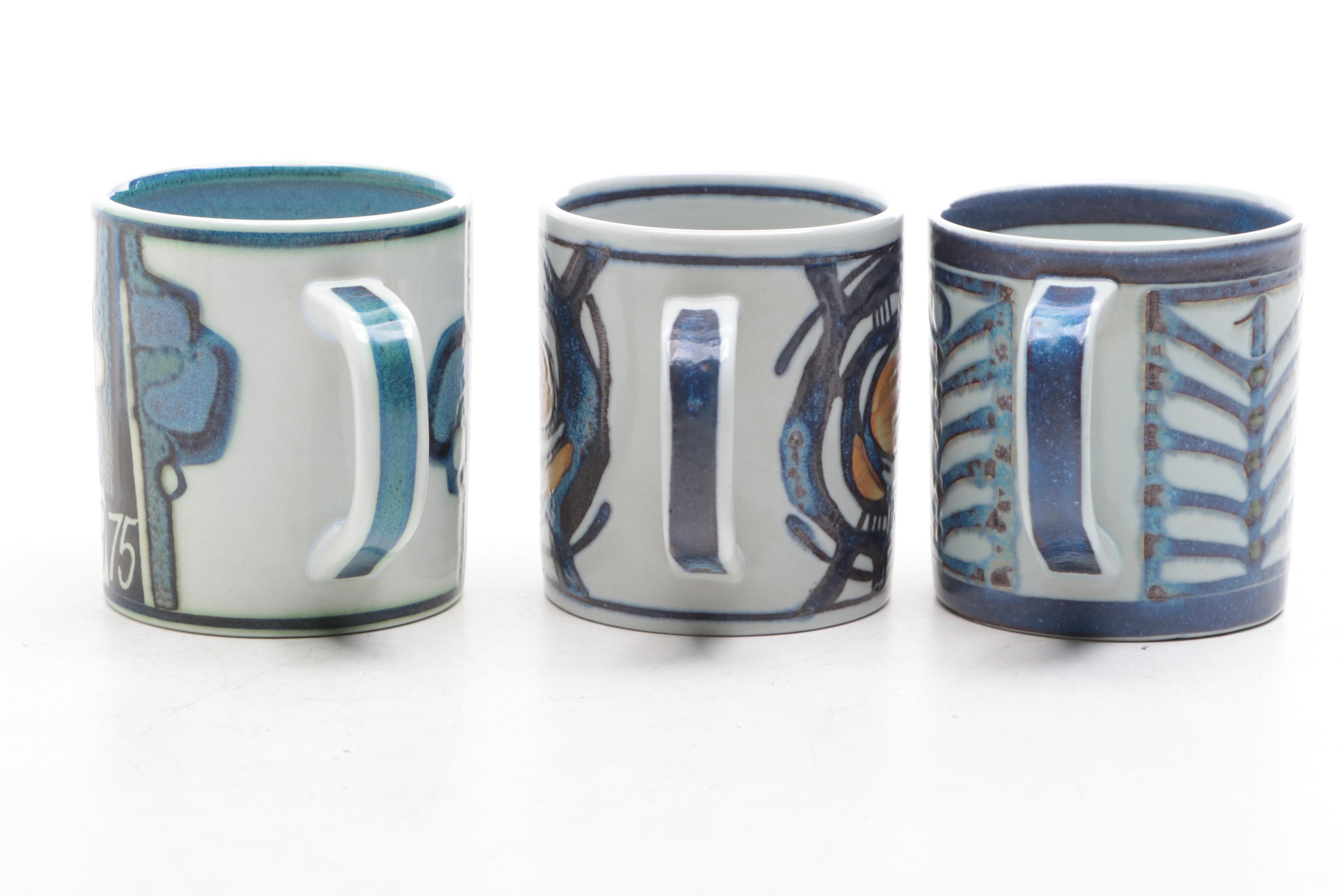 Royal Copenhagen Artist Signed Annual Porcelain Mugs