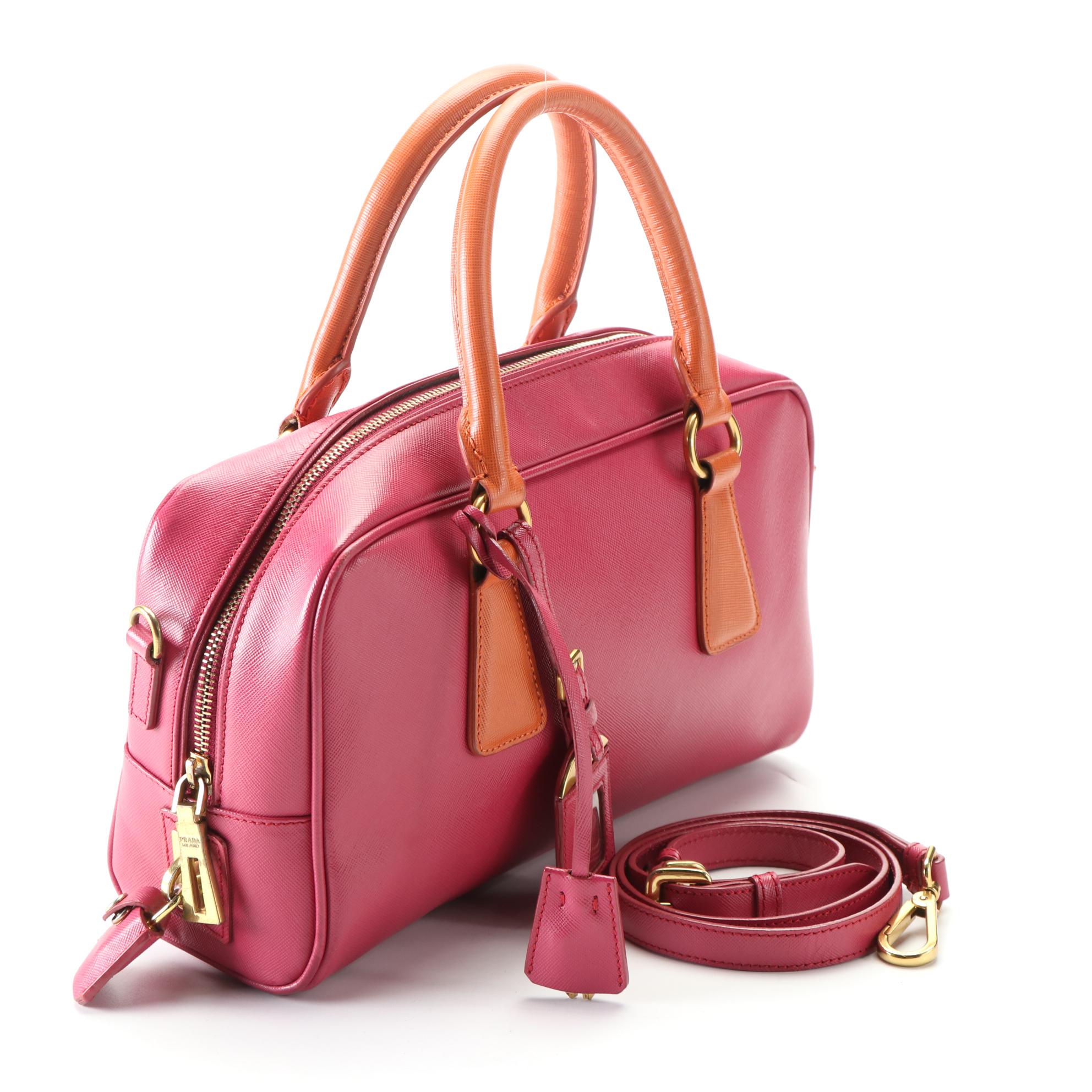 Prada Bicolor Saffiano Leather Two-Way Bag