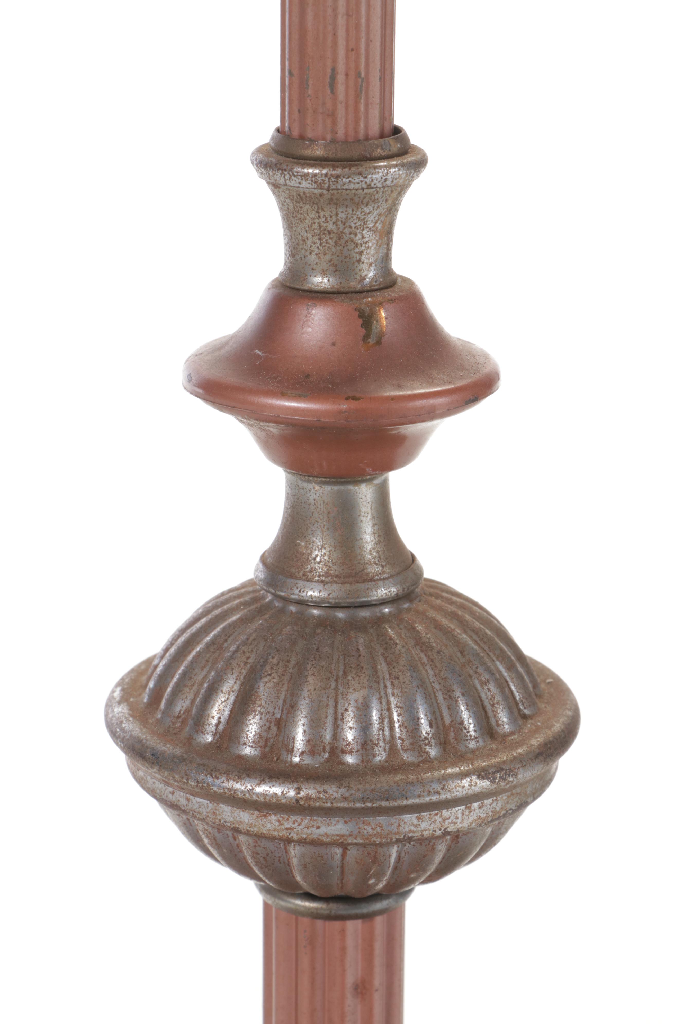 Cast Metal Floor Lamp With Integrated Ashtray and Table