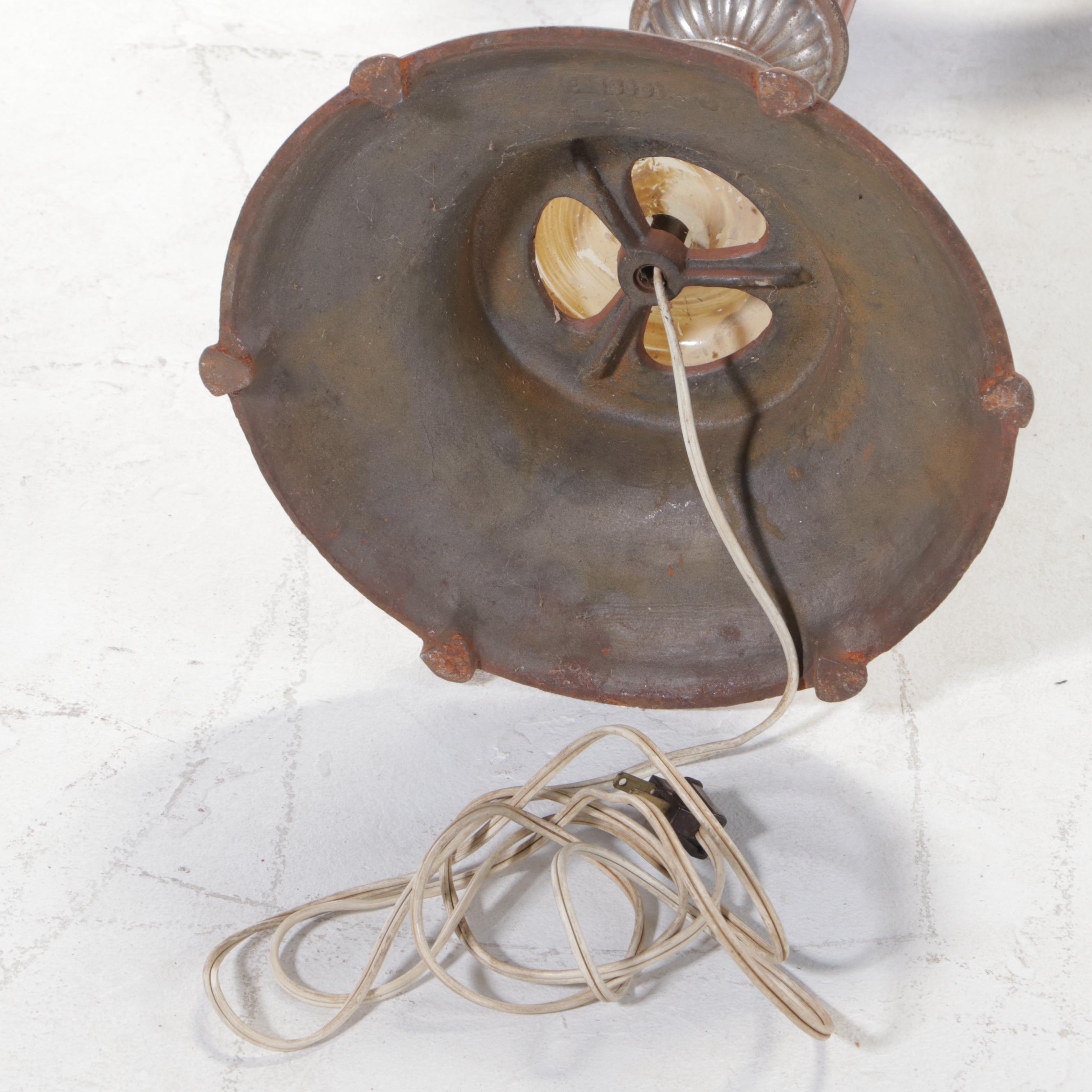 Cast Metal Floor Lamp With Integrated Ashtray and Table