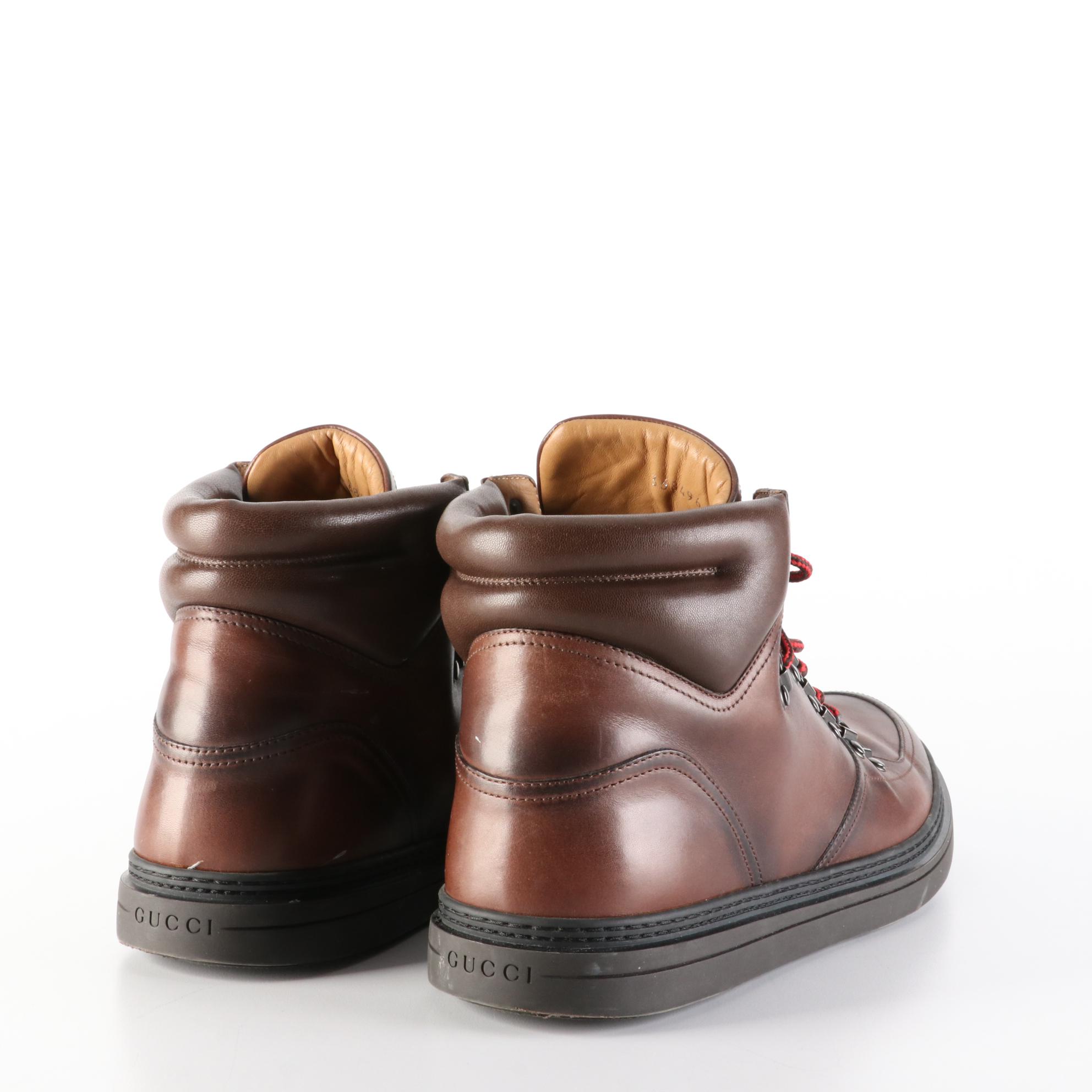 Men's Gucci Boot Sneakers in Brown Leather