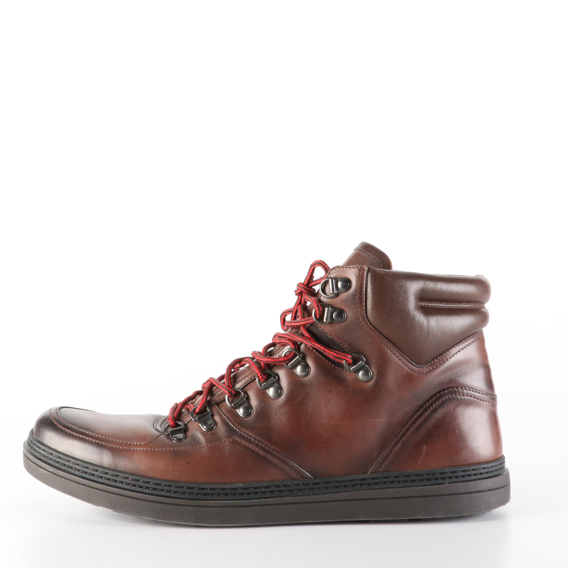 Men's Gucci Boot Sneakers in Brown Leather