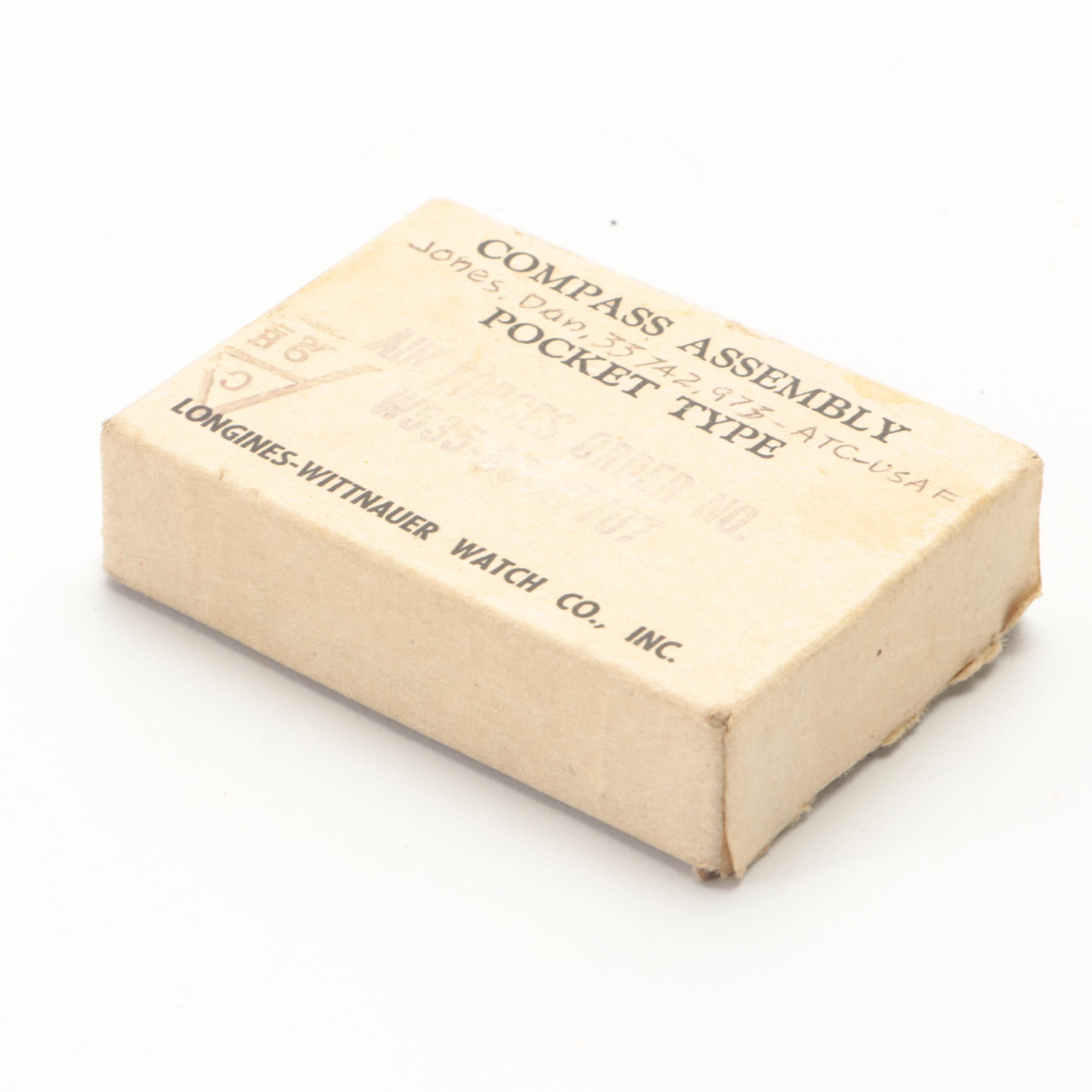 Longines-Wittnauer Watch Co. Air Force Pocket Compass, Mid-20th Century