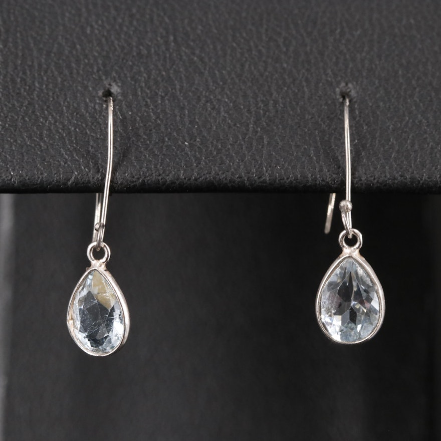 14K Blue Topaz Drop Earrings