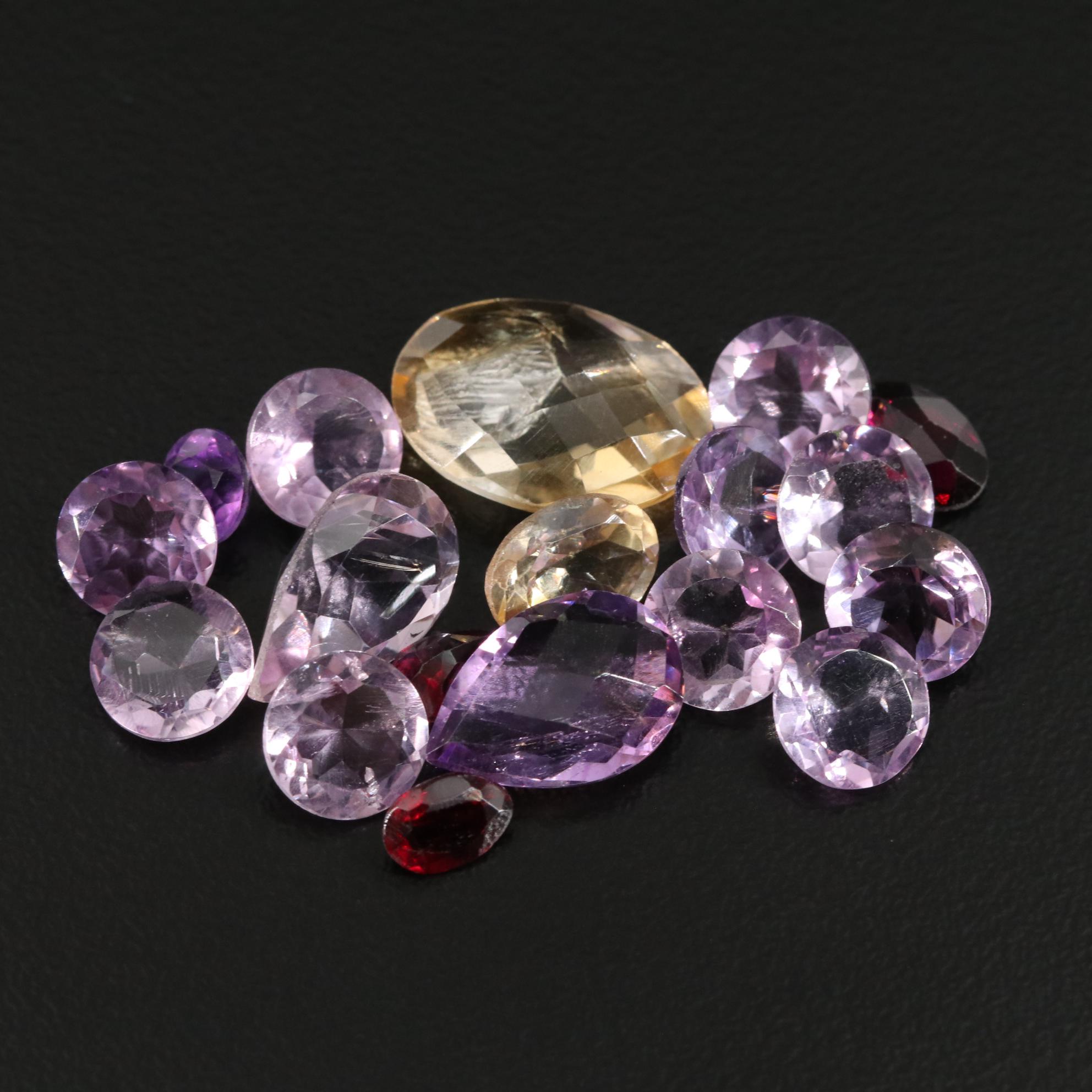 Loose 23.81 CTW Amethyst, Citrine and Garnet Lot