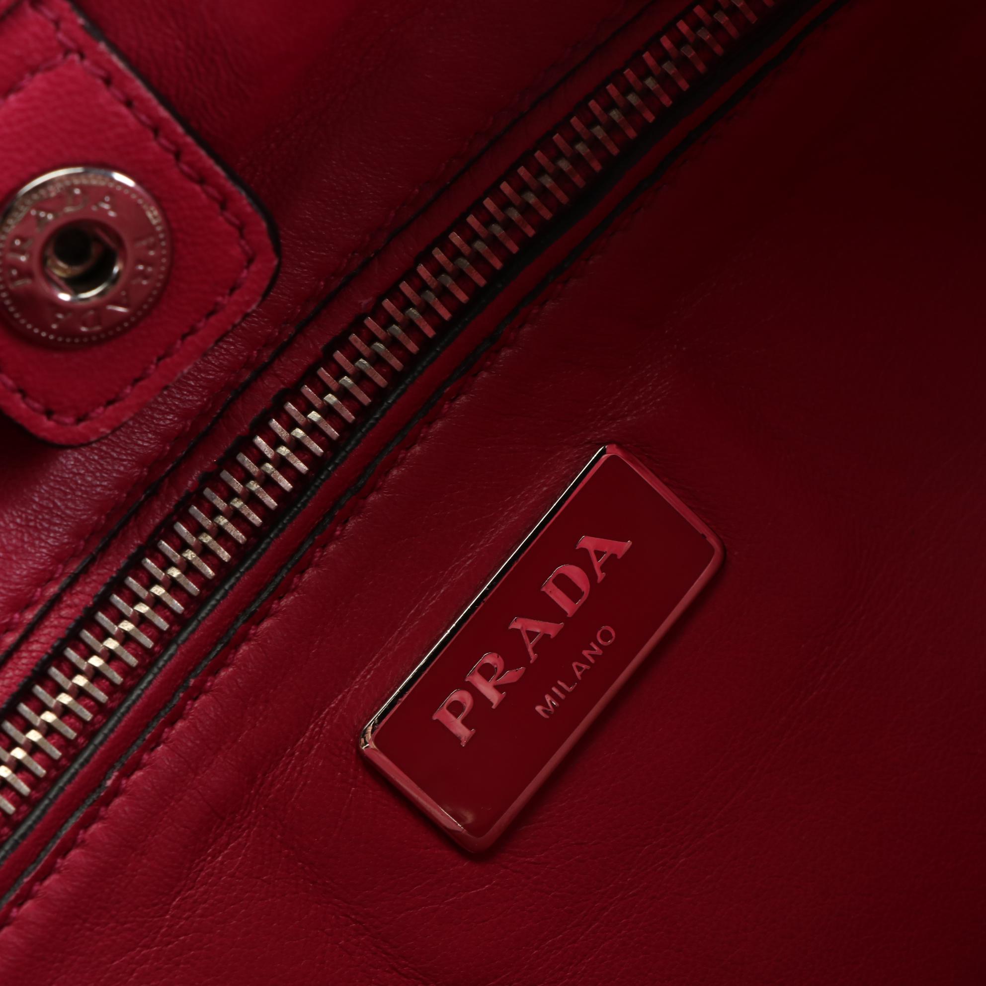Prada Twin Pocket Tote Bag in Fuxia Scamosciato Suede
