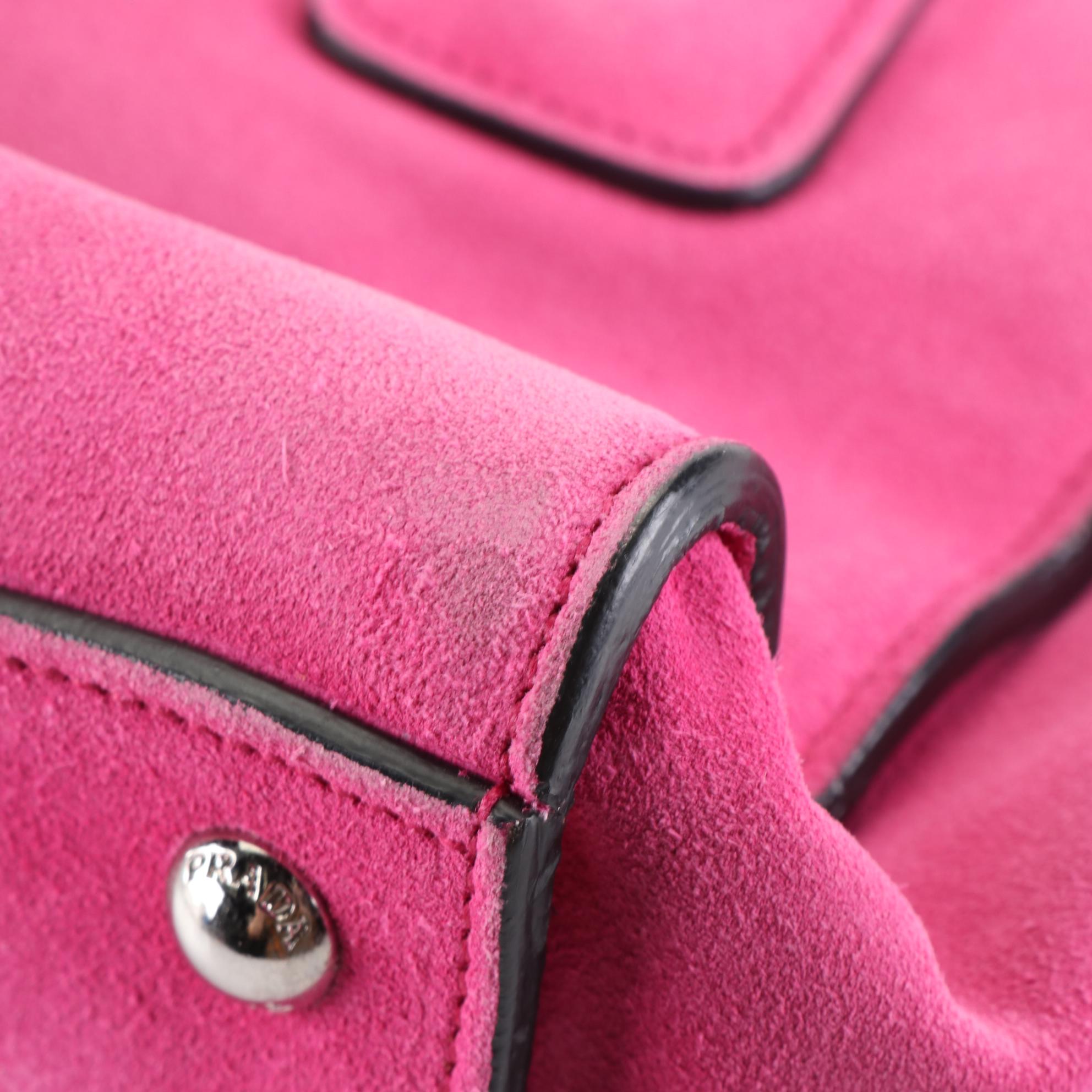 Prada Twin Pocket Tote Bag in Fuxia Scamosciato Suede