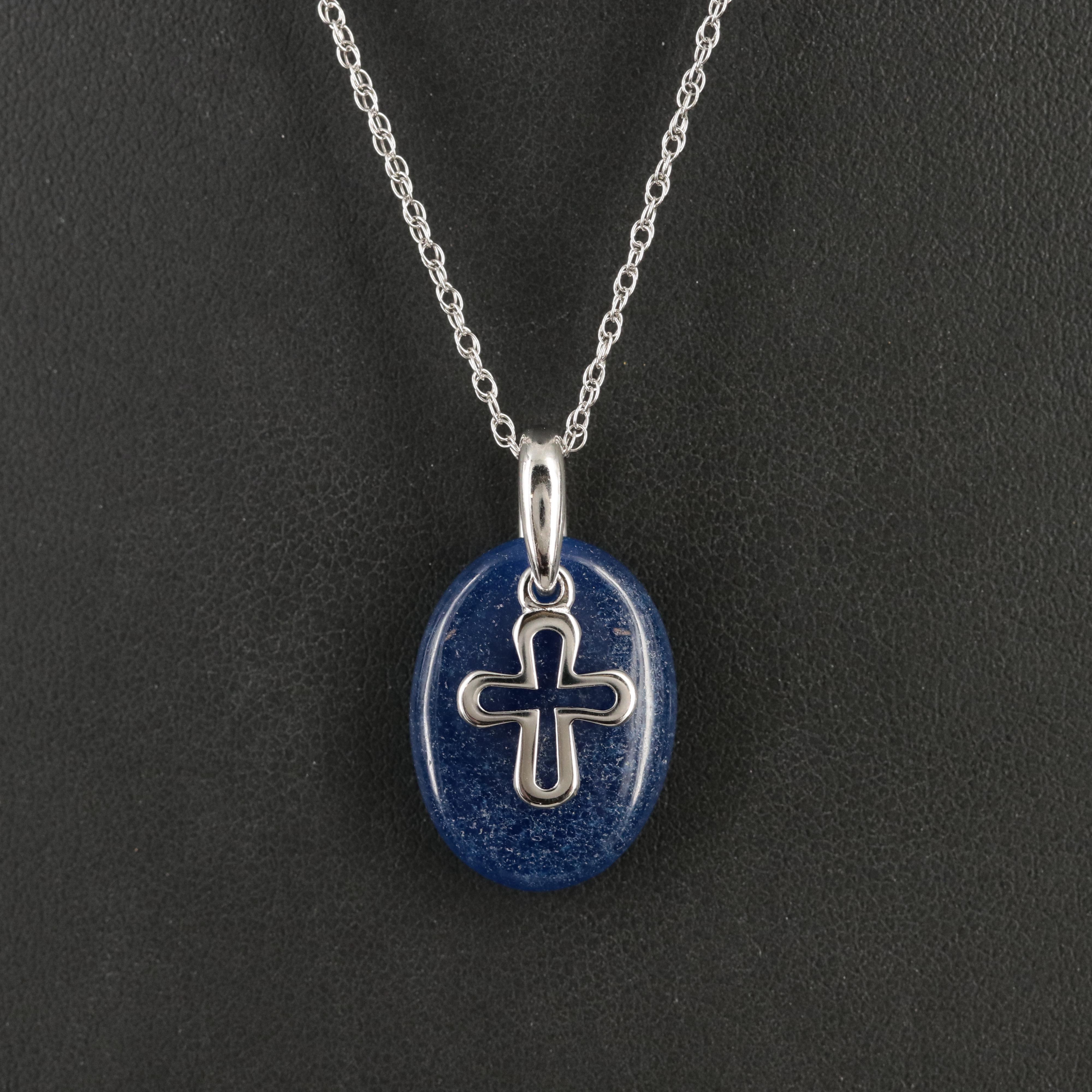 Sterling Quartzite Cross Pendant Necklace