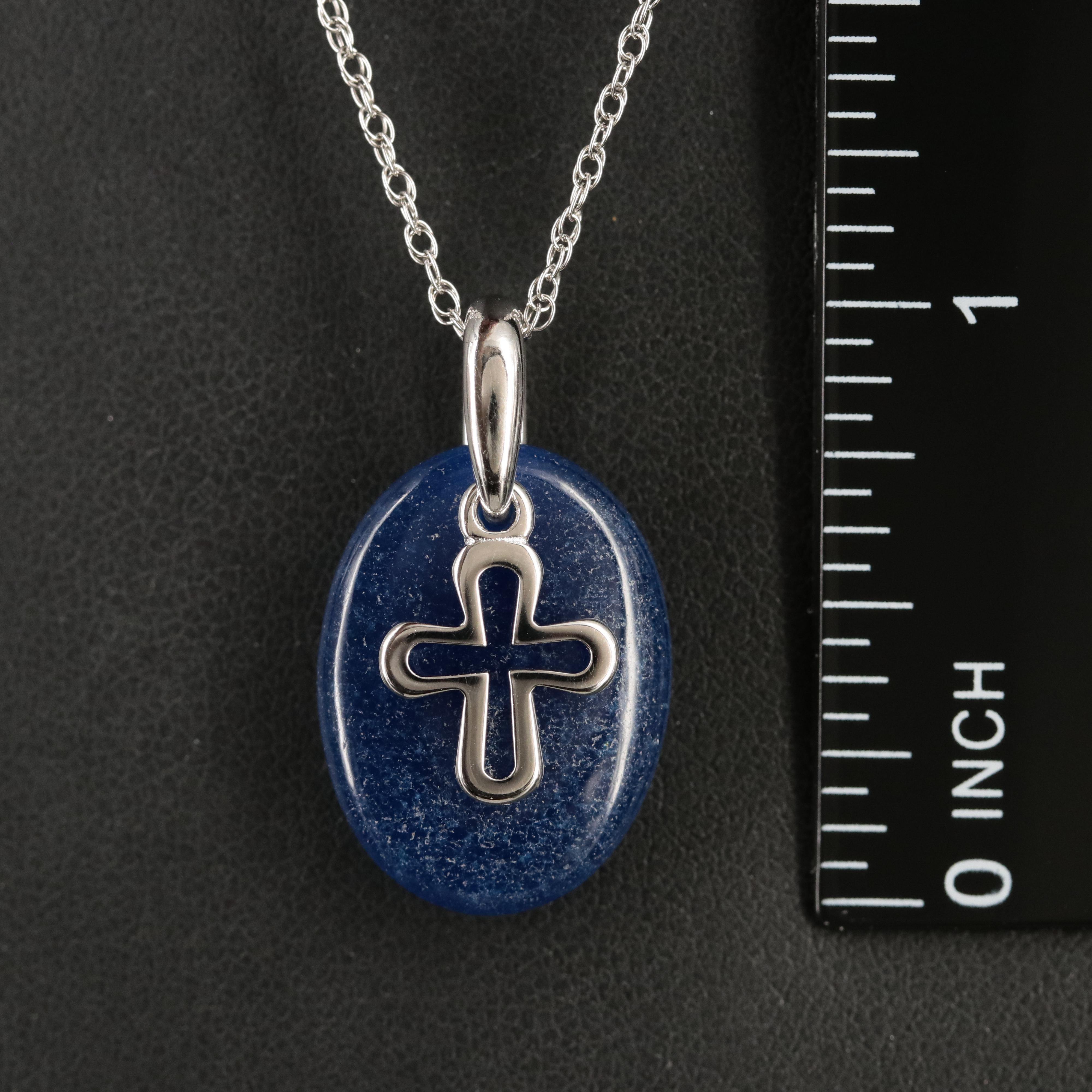 Sterling Quartzite Cross Pendant Necklace