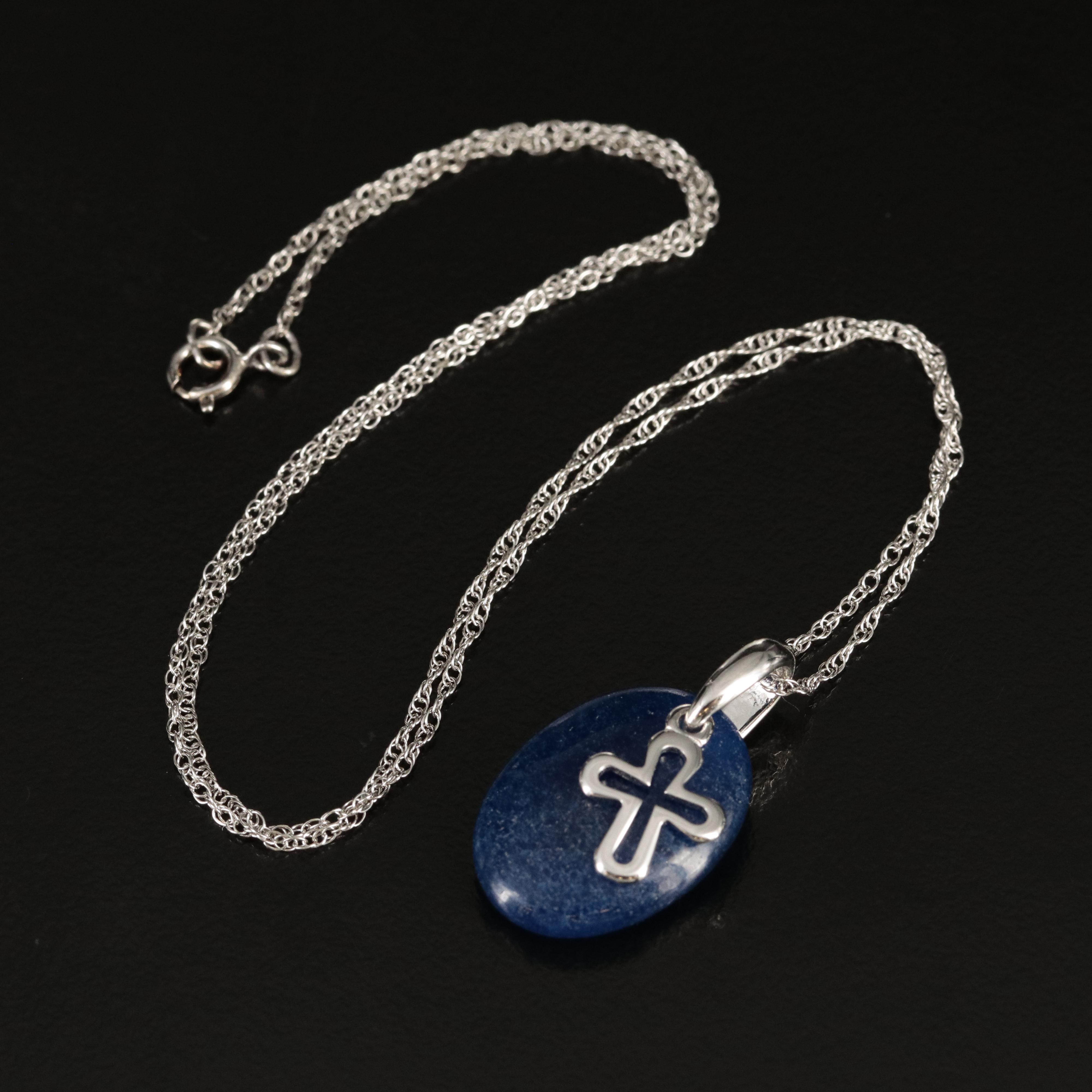 Sterling Quartzite Cross Pendant Necklace