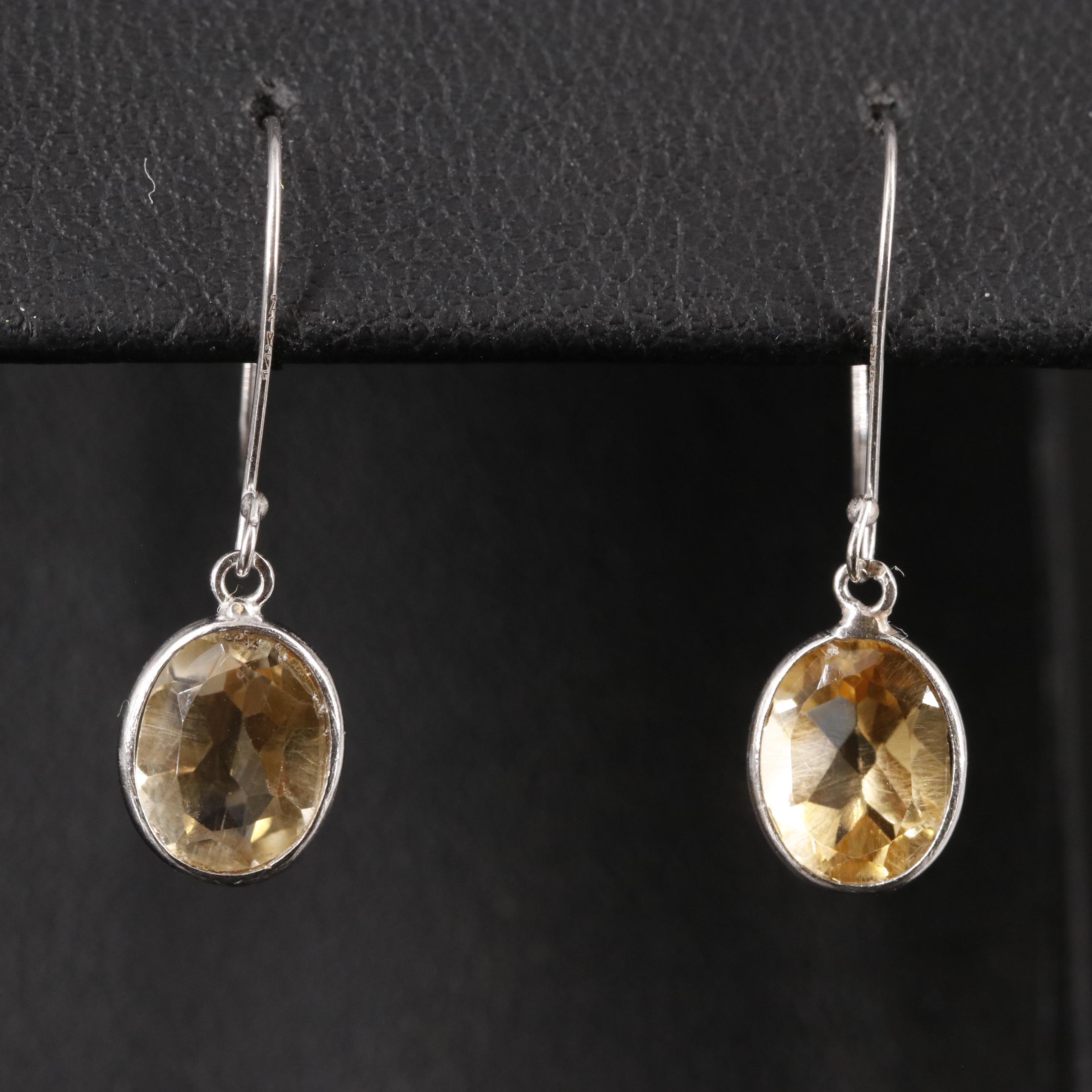 14K Citrine Drop Earrings