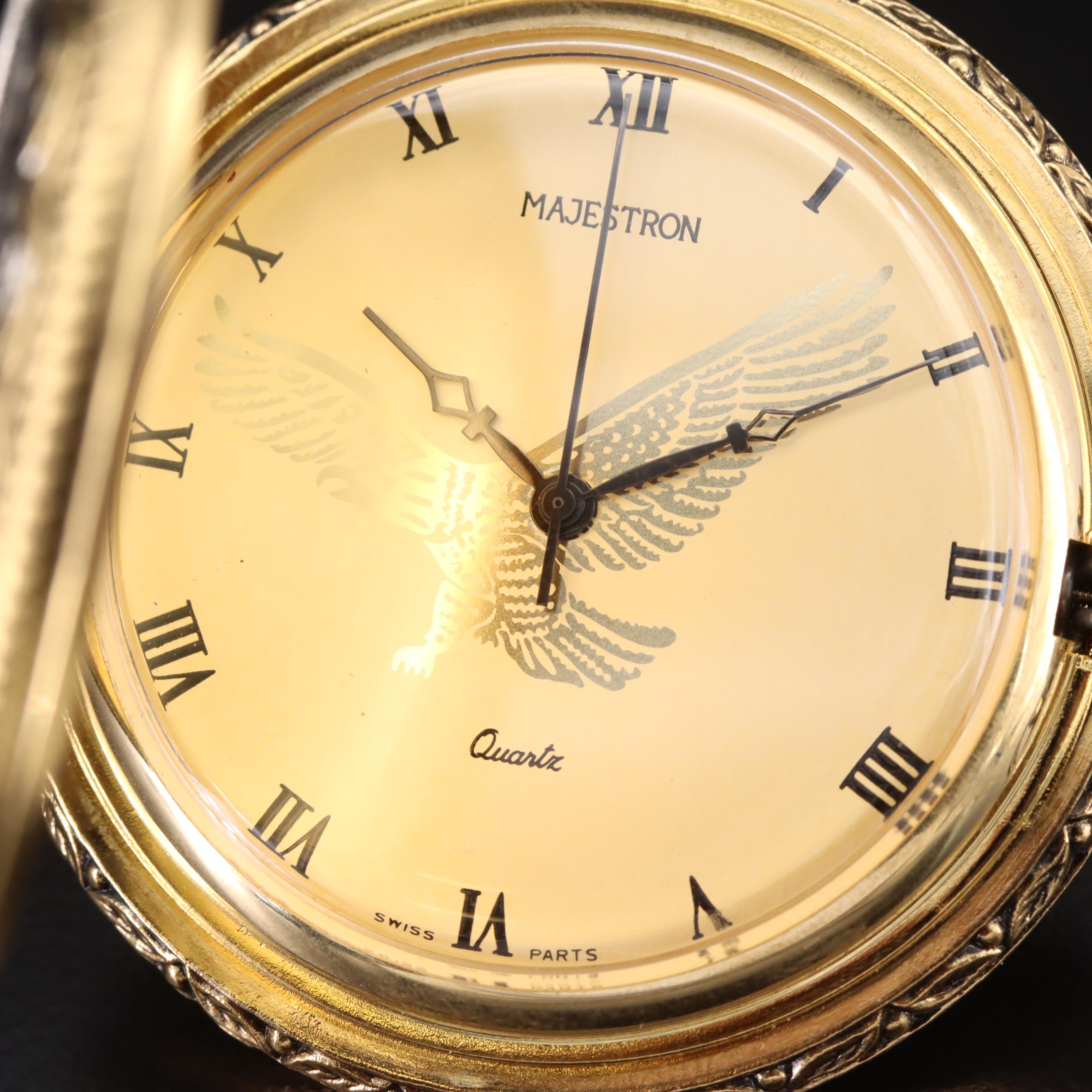Majestron American Themed Two-Tone Quartz Pocket Watch