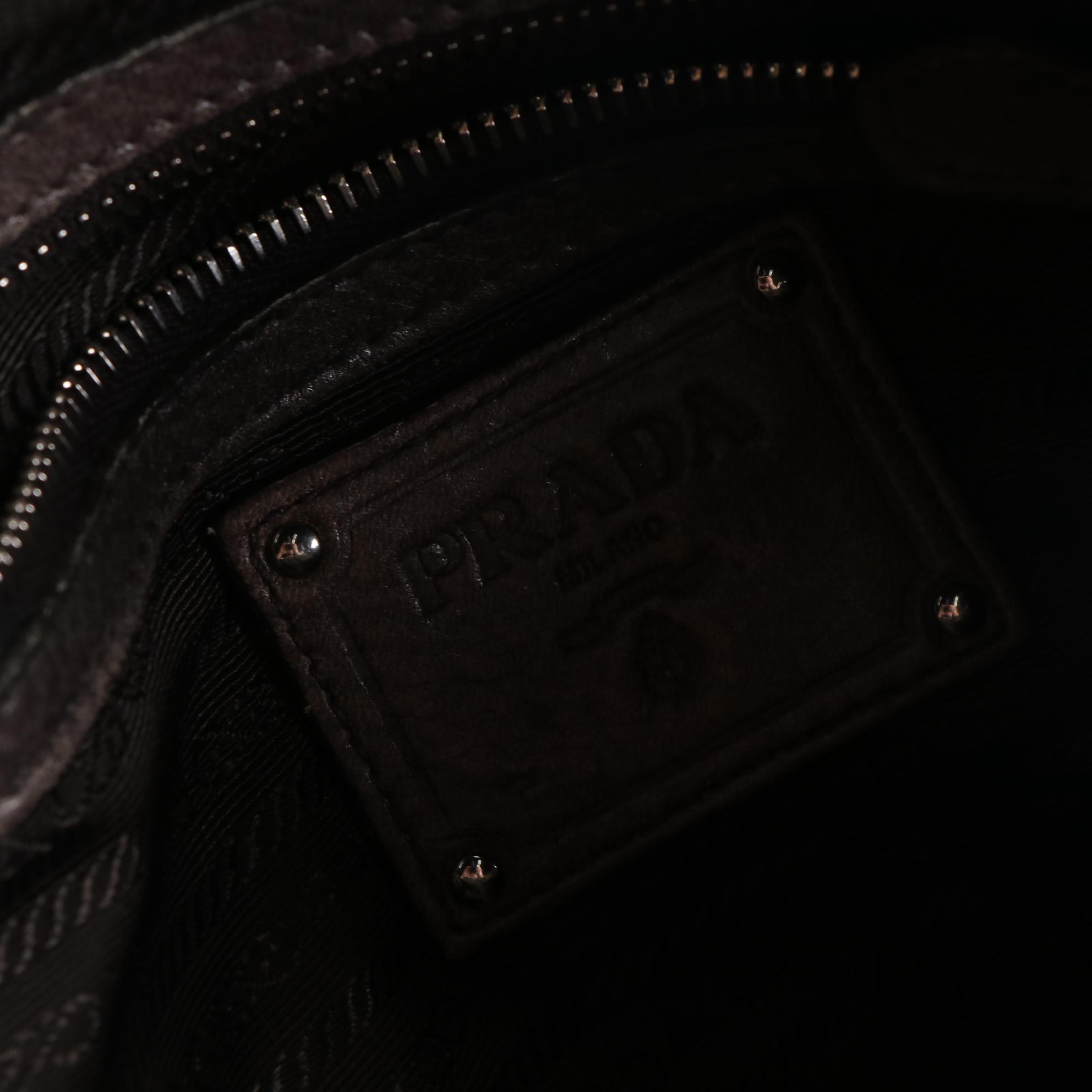 Prada Medium Zip Domed Tote Bag in Cervo Lux Deerskin Leather