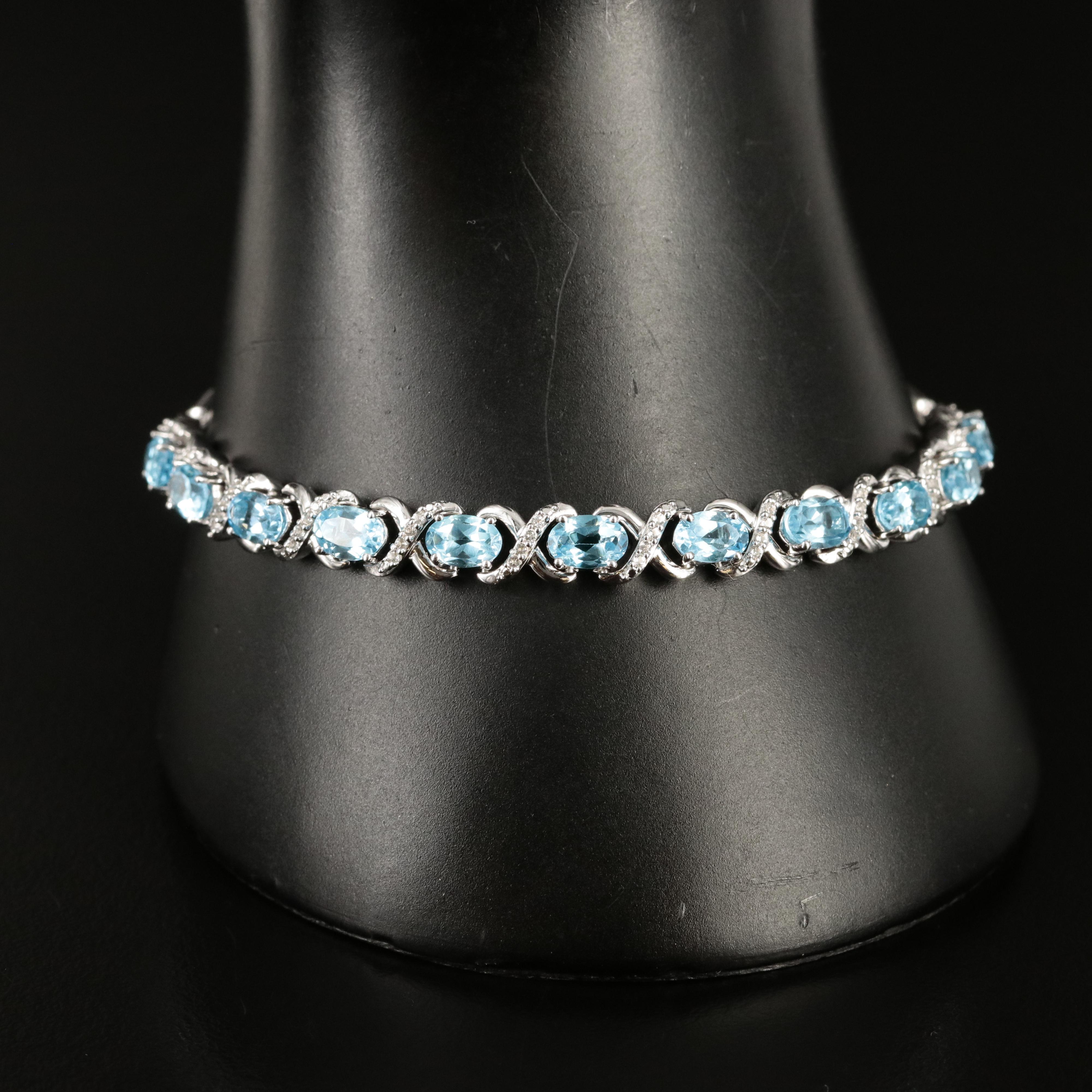 Sterling Topaz and Sapphire Bolo Bracelet