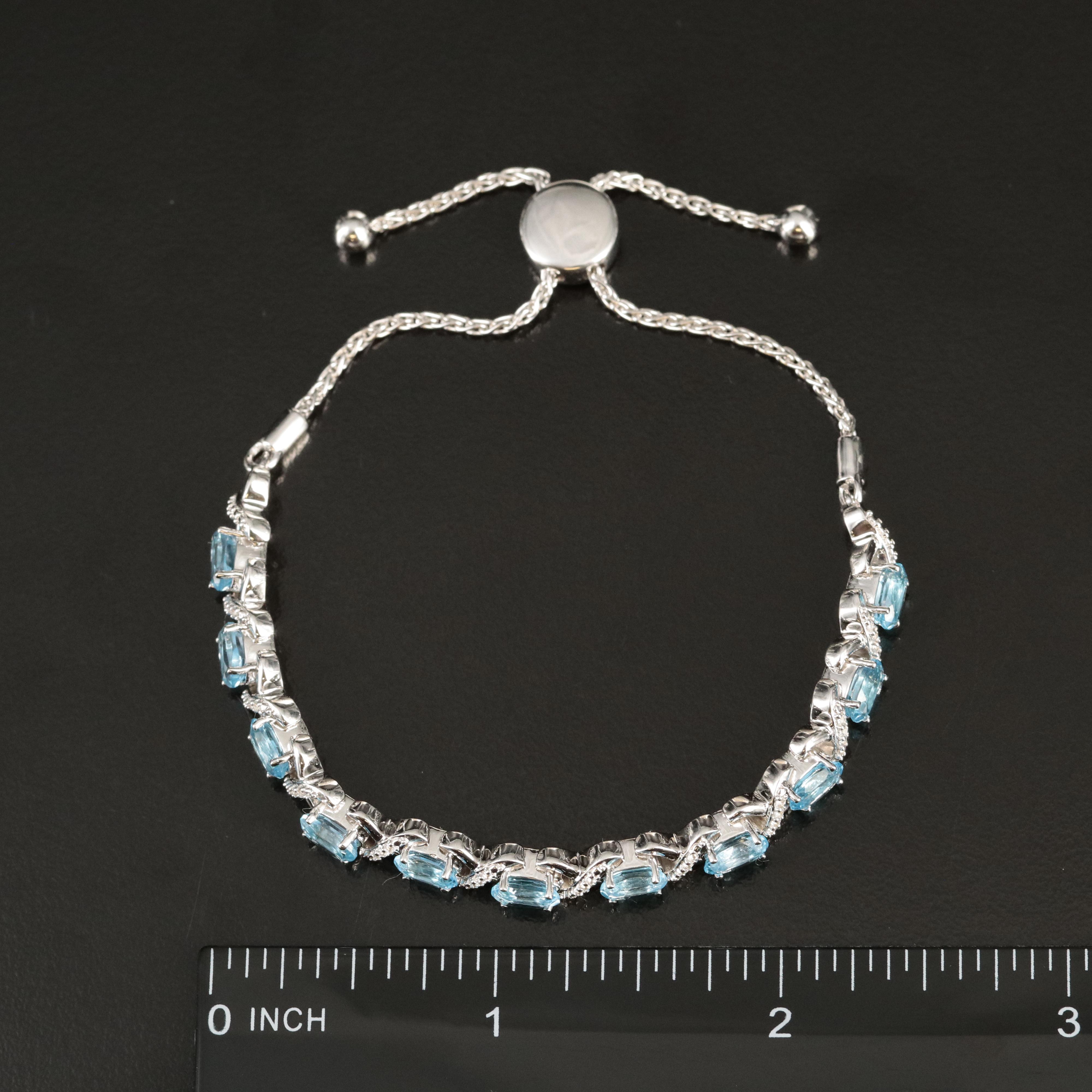 Sterling Topaz and Sapphire Bolo Bracelet