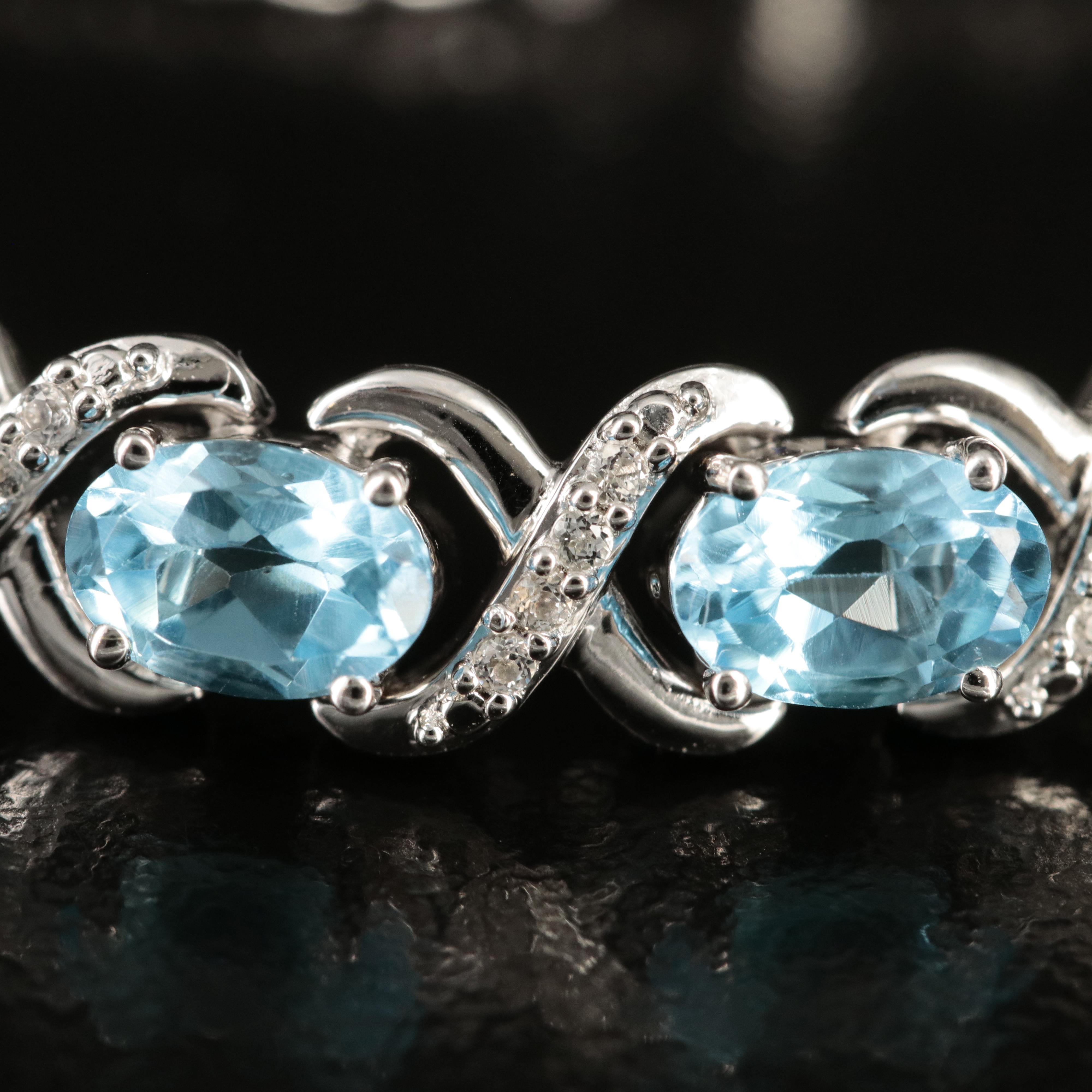 Sterling Topaz and Sapphire Bolo Bracelet